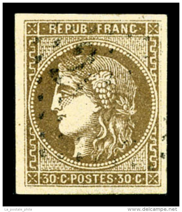 O N&deg;47, 30c Brun, Quatre Belles Marges, TTB (sign&eacute; Brun)      Qualit&eacute;: O - 1870 Ausgabe Bordeaux