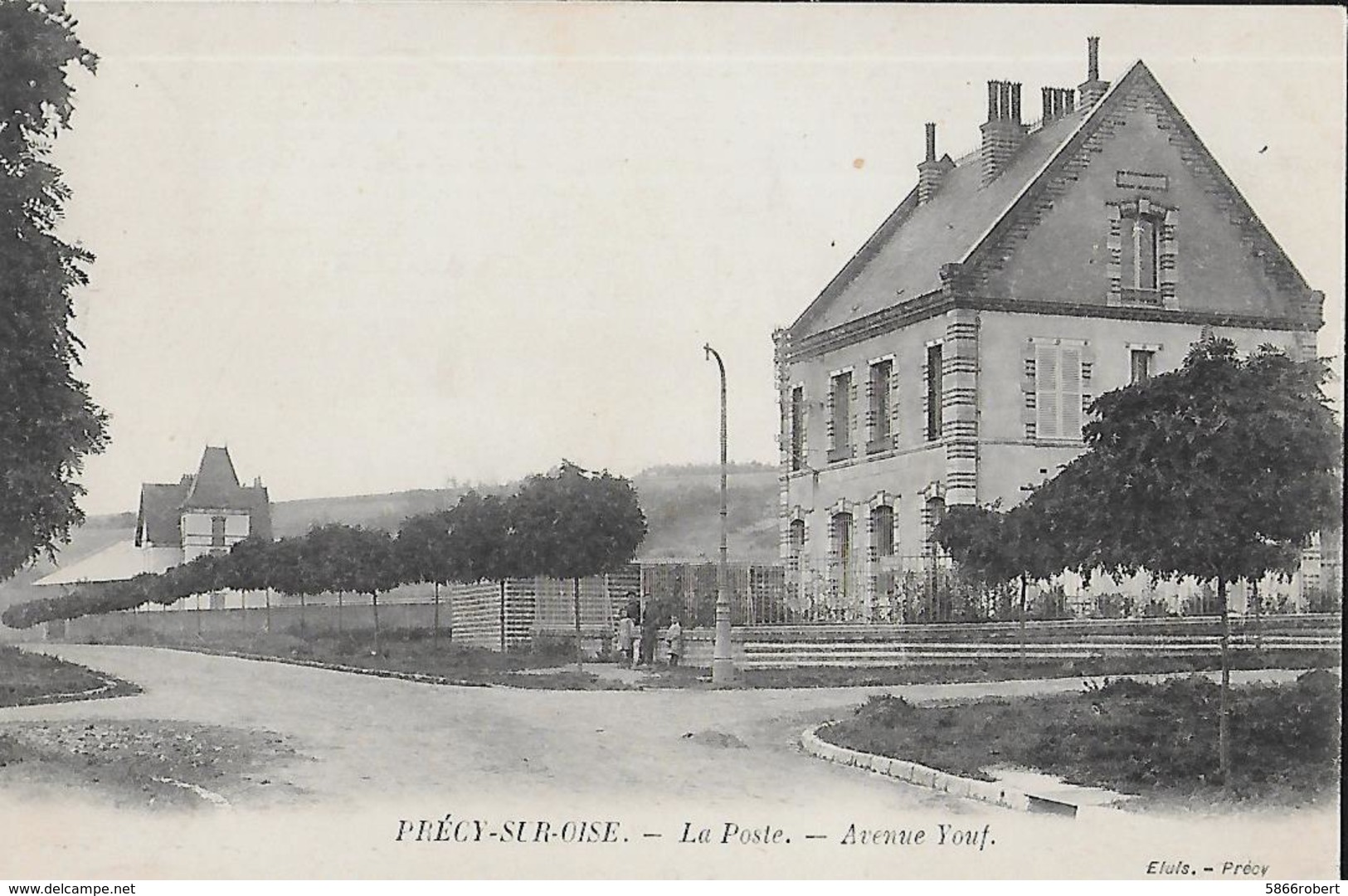 CARTE POSTALE ORIGINALE ANCIENNE : PRECY SUR OISE LA POSTE AVENUE YOUF  ANIMEE  OISE (60) - Précy-sur-Oise