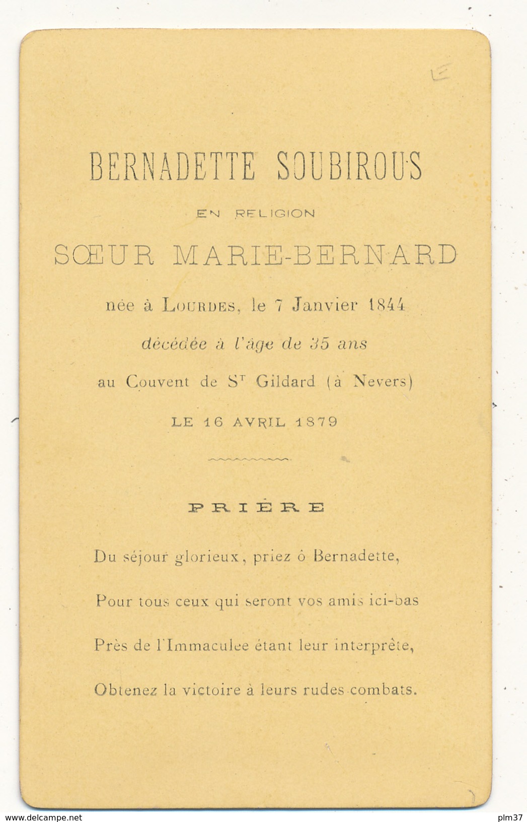 CDV - Bernadette Soubirous, Soeur Marie Bernard, Lourdes - 2 Scans - Anciennes (Av. 1900)