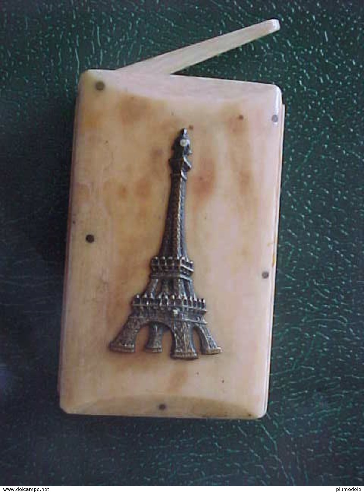 XIX° BOITE ETUI à ALLUMETTES  NOBLE MATIERE Souvenir TOUR EIFFEL ANTIQUE MATCHES BOX  Bone  , Ca 1890 - Koffer