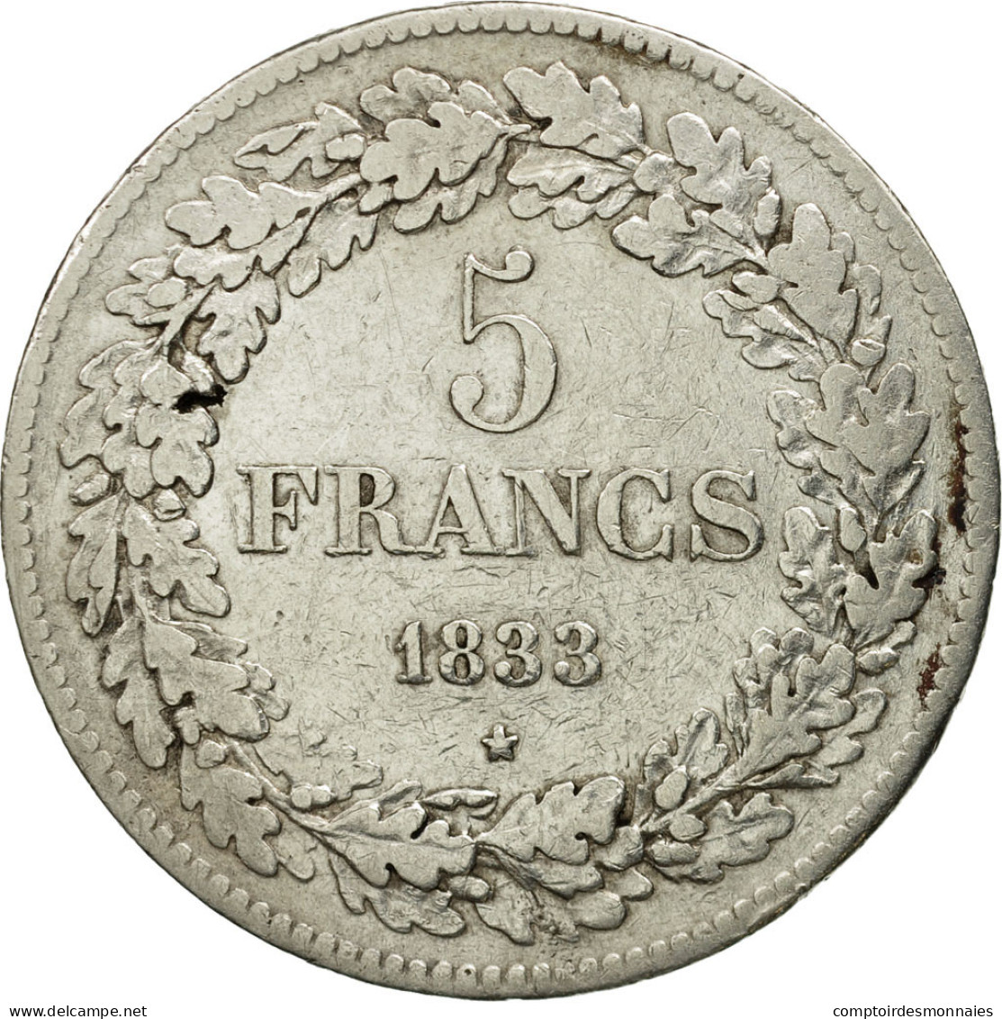 Monnaie, Belgique, Leopold I, 5 Francs, 5 Frank, 1833, TB+, Argent, KM:3.1 - 5 Frank