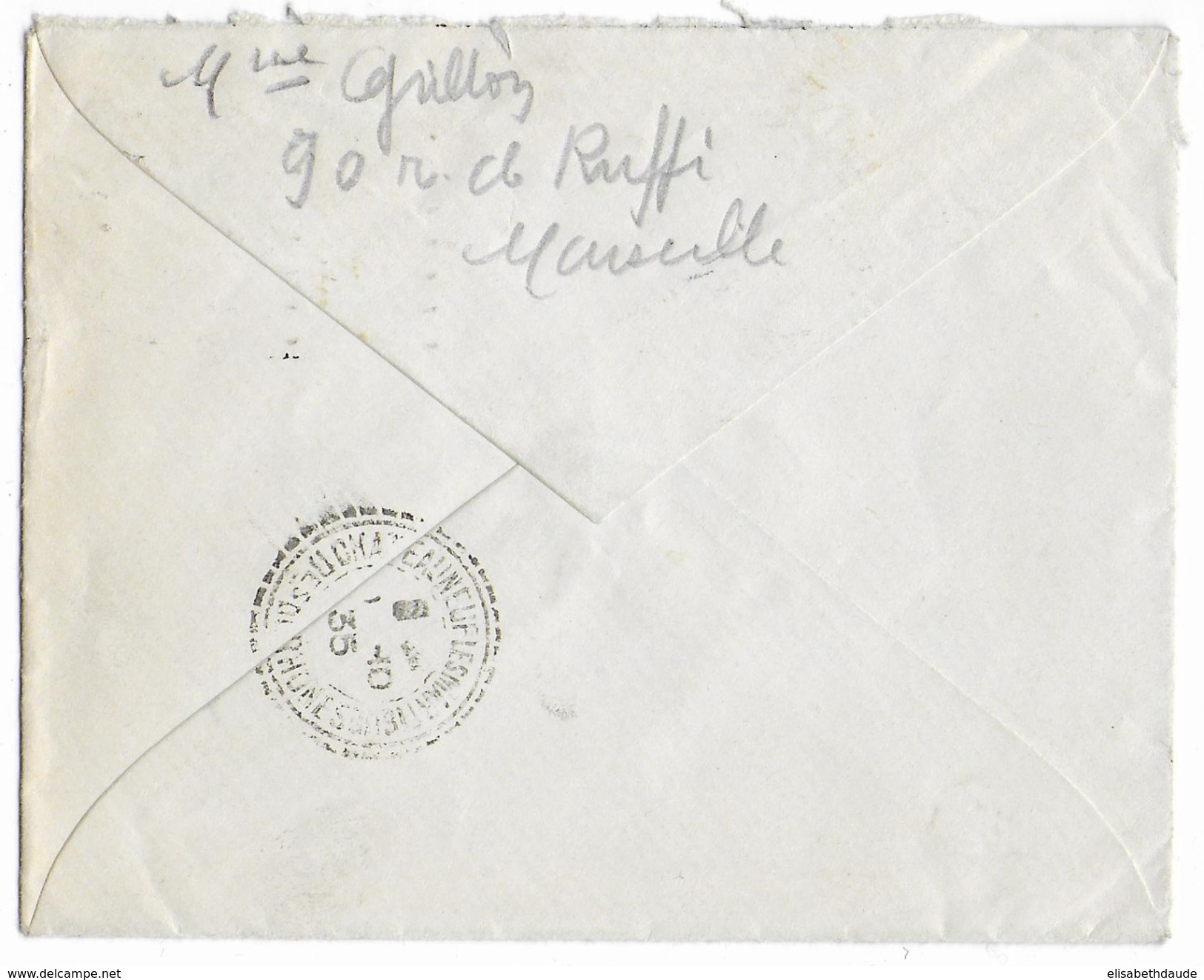 TYPE PAIX ISSU De CARNET - 1935 - PUB "BLEDINE" ENVELOPPE De MARSEILLE - Briefe U. Dokumente