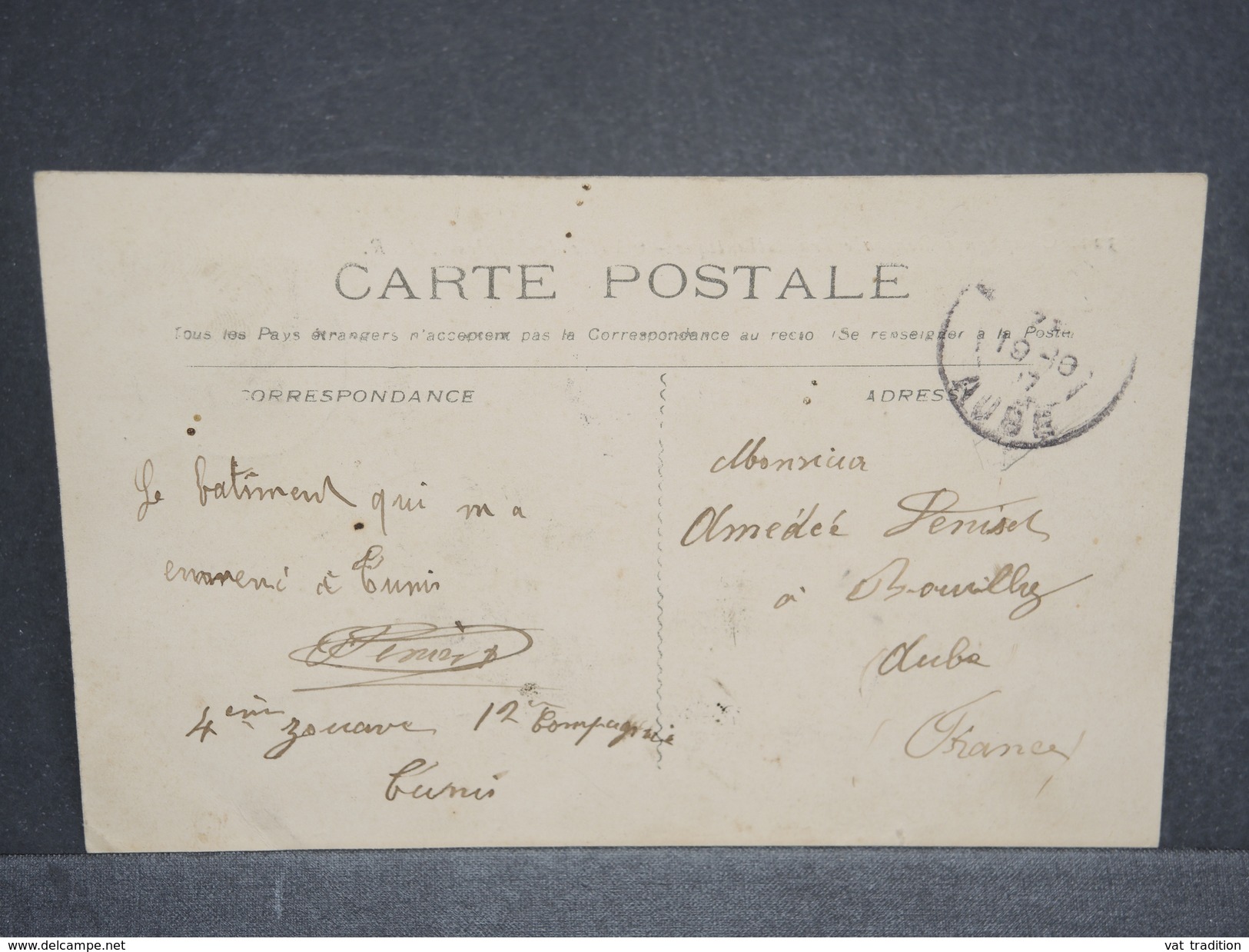 BATEAUX  -  Le Ville De Naples , Carte Voyagé De Tunisie En 1907 - L 6426 - Commerce