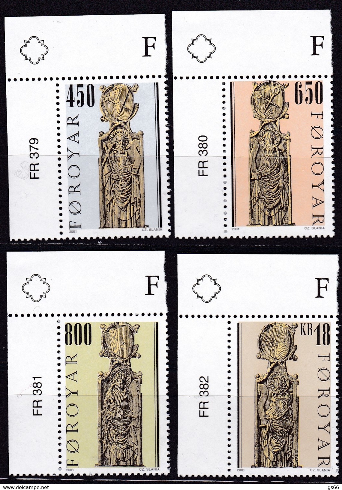 2001, Färöer, 387/90, Kirchengestühlwangen: Olafkirche In Kirkjubøur  MNH **. - Féroé (Iles)