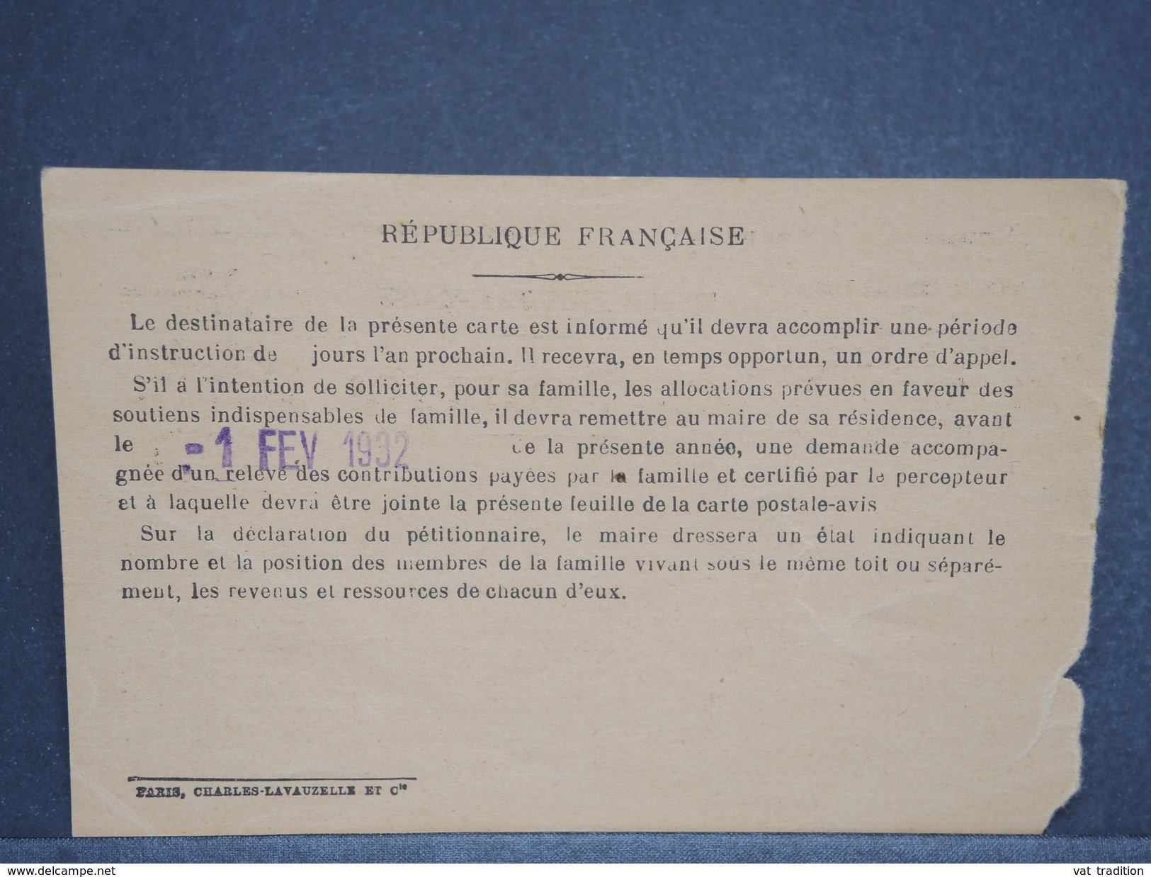 FRANCE - Carte En FM De Bordeaux En 1932 De Convocation De Période D 'instruction - L 6432 - Lettres & Documents