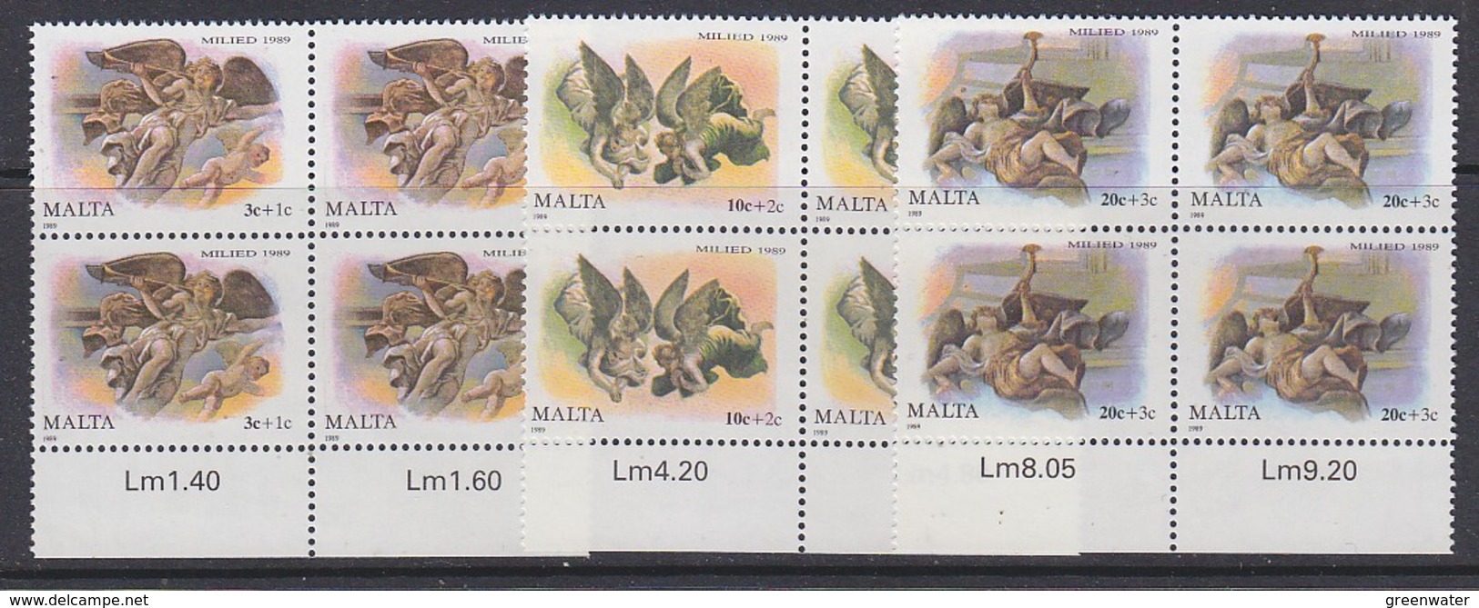 Malta 1989 Christmas 3v Bl Of 4 ** Mnh (35262B) - Malta