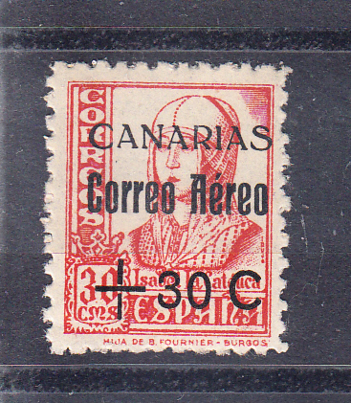 ESPAÑA-CANARIAS 1937 .EDIFIL Nº 40 HABILITADO 80 CENT. SOBRE 30 CENT NUEVOS SIN CHARNELA.  SES511GRANDE - Nationalistische Ausgaben