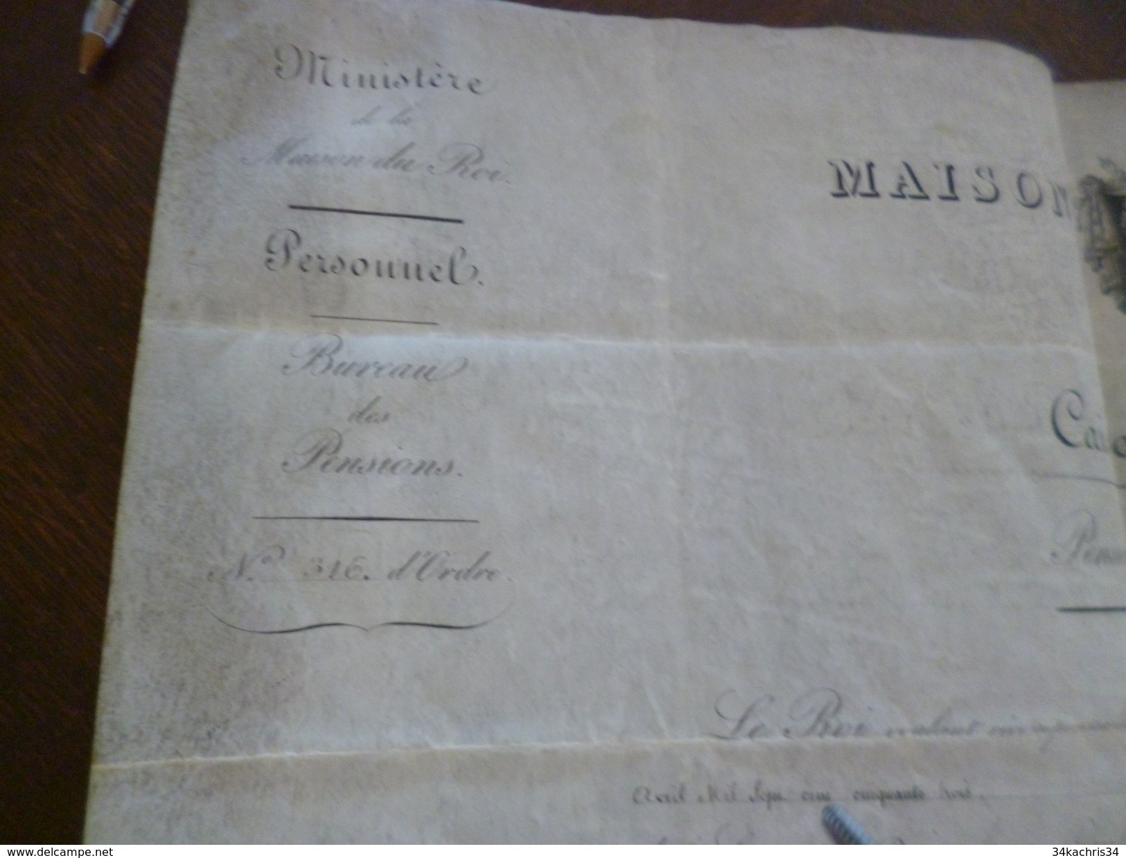 Parchemin Maison Du Roi Pension Vétéran Autographe DE LA ROCHEFOUCAULD Duc De Doudeauville 1825 Gavoque? - Manuscrits
