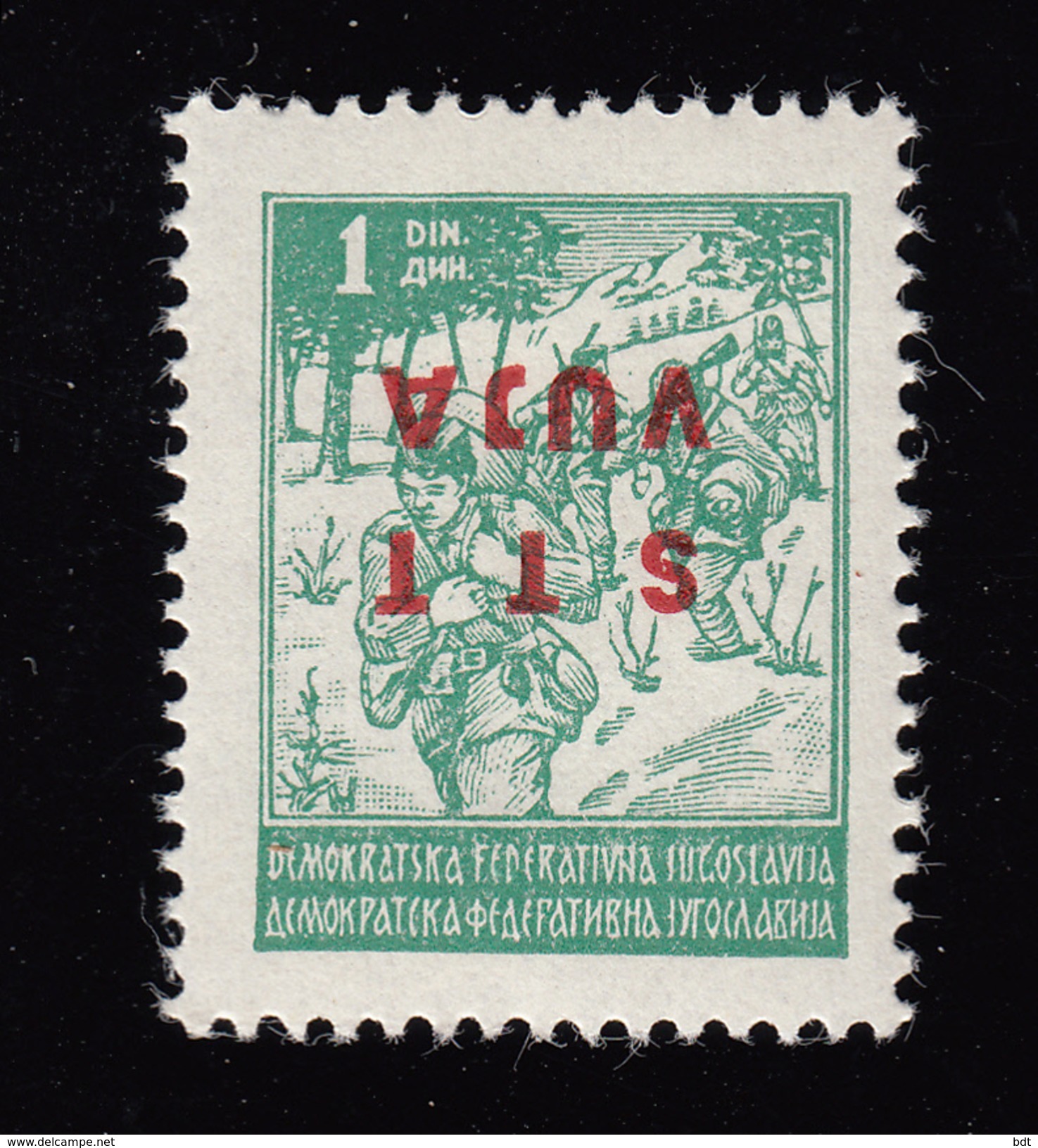 VP003 TRIESTE B Sass.8b Sovrastampa Capovolta MNH** Raro - Nuovi