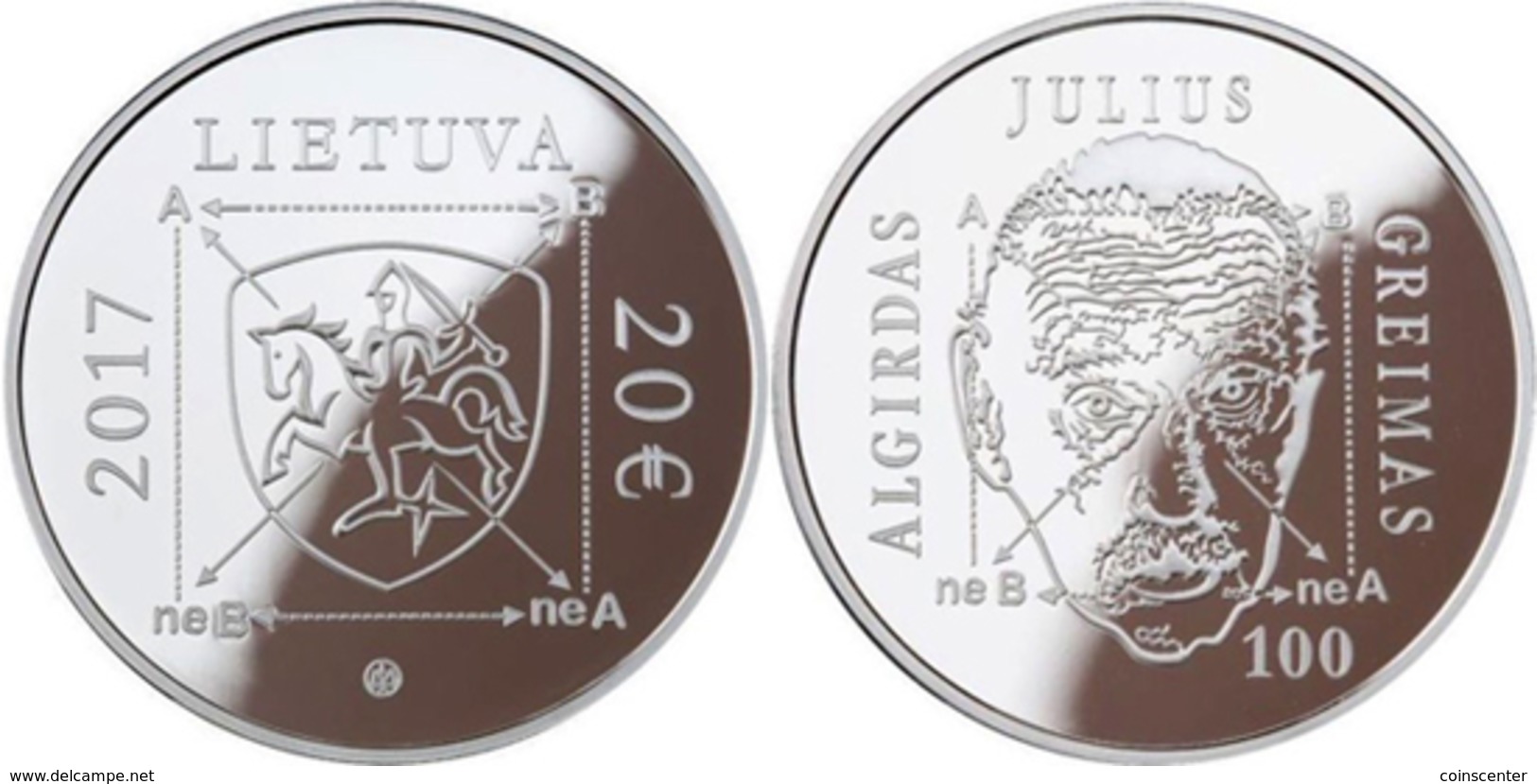 Lithuania 20 Euro 2017 "Algirdas Julien Greimas" Silver PROOF - Lithuania