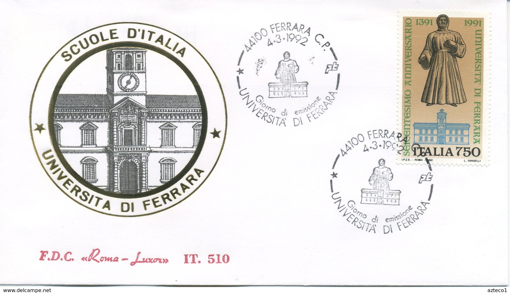 ITALIA - FDC  ROMA LUXOR  1992 -  UNIVERSITA´ DI FERRARA - ANNULLO SPECIALE FERRARA - FDC