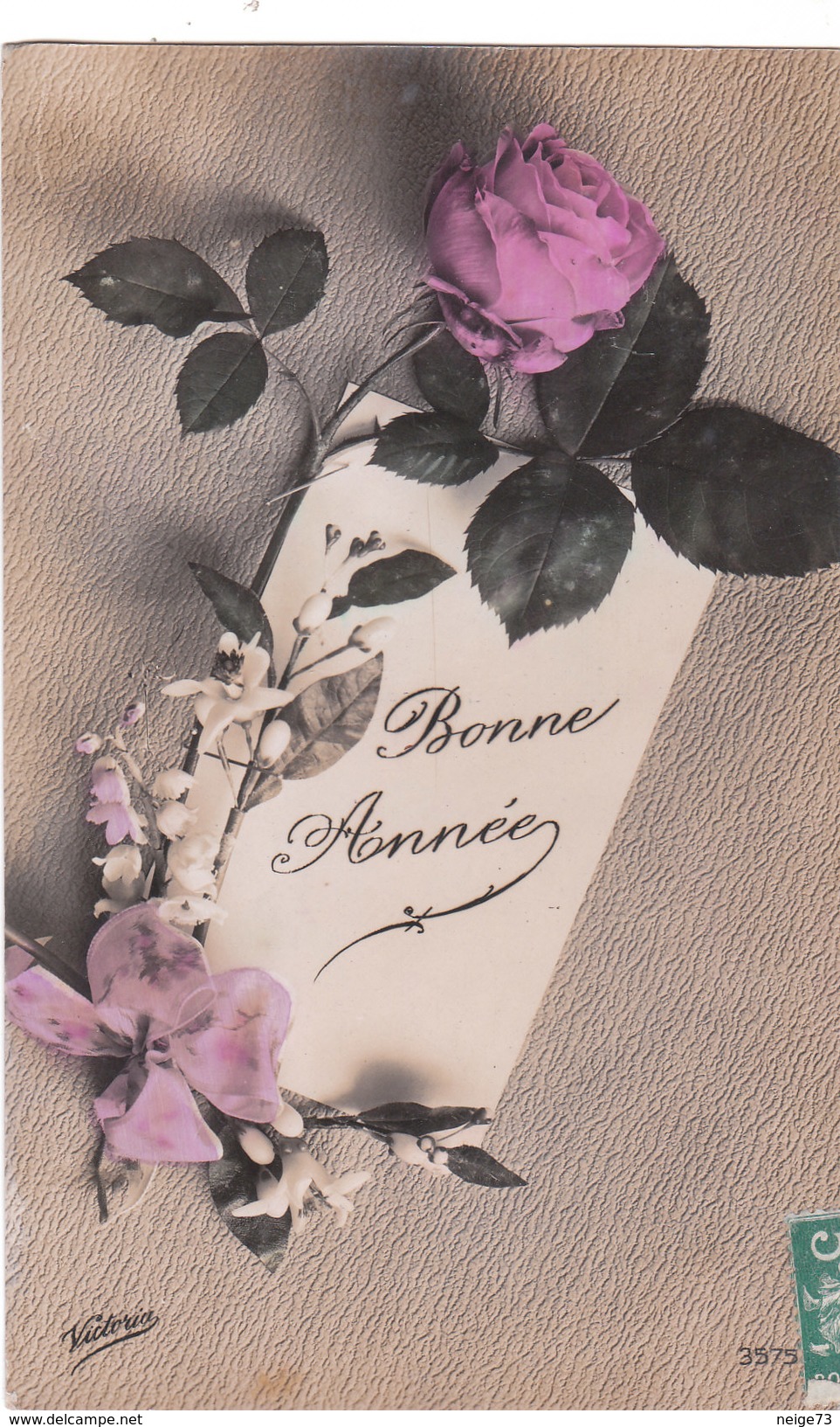 Carte Postale Ancienne - Fantaisie -  Fleurs - Roses - Bonne Année - Autres & Non Classés