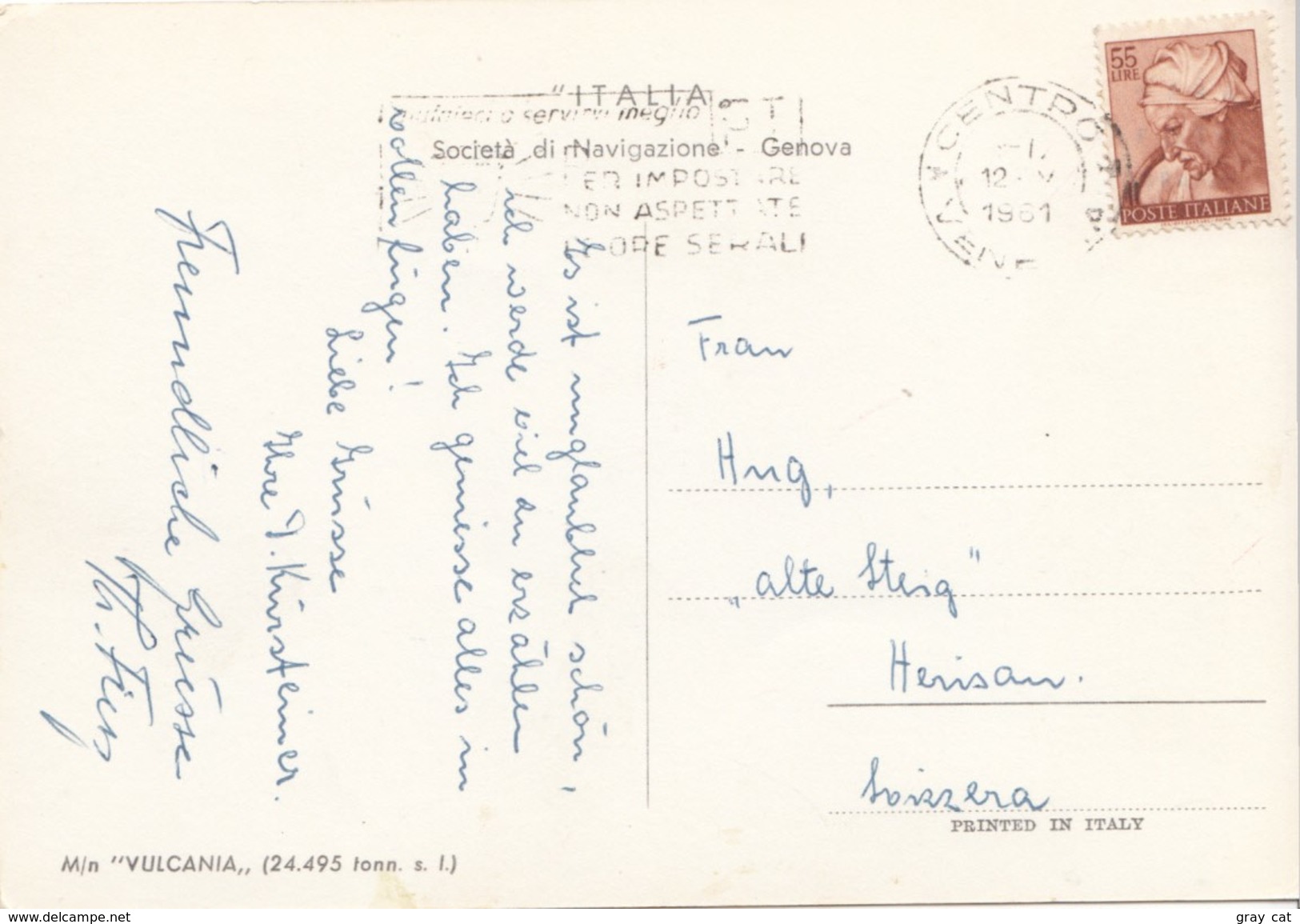 M/n Vulcania, (24.495 Tonn), 1961 Used Postcard [19847] - Passagiersschepen