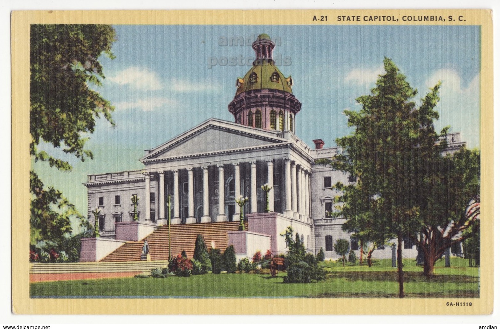 USA, Columbia SC, South Carolina State Capitol, C1940s Unused Vintage Linen Postcard - Columbia