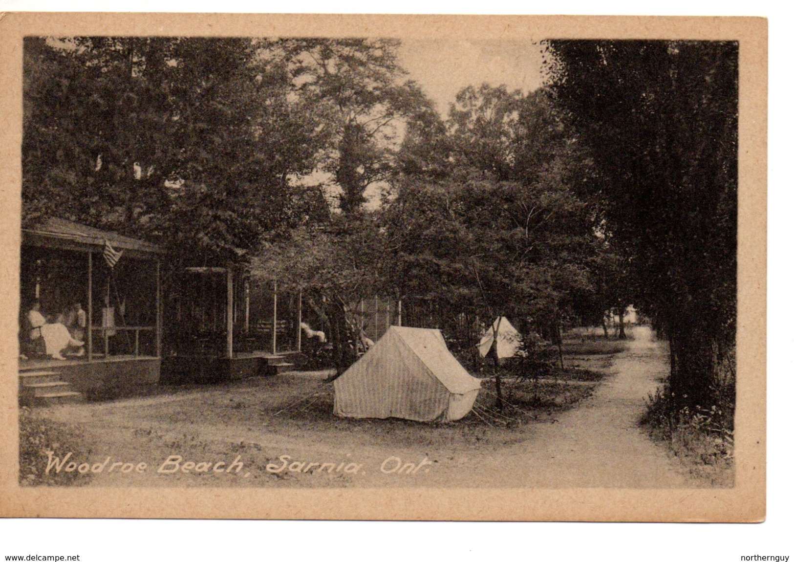 SARNIA, Ontario, Canada,  Tents At Woodroe Beach, Old WB Heliotype Postcard, Lambton County - Sarnia