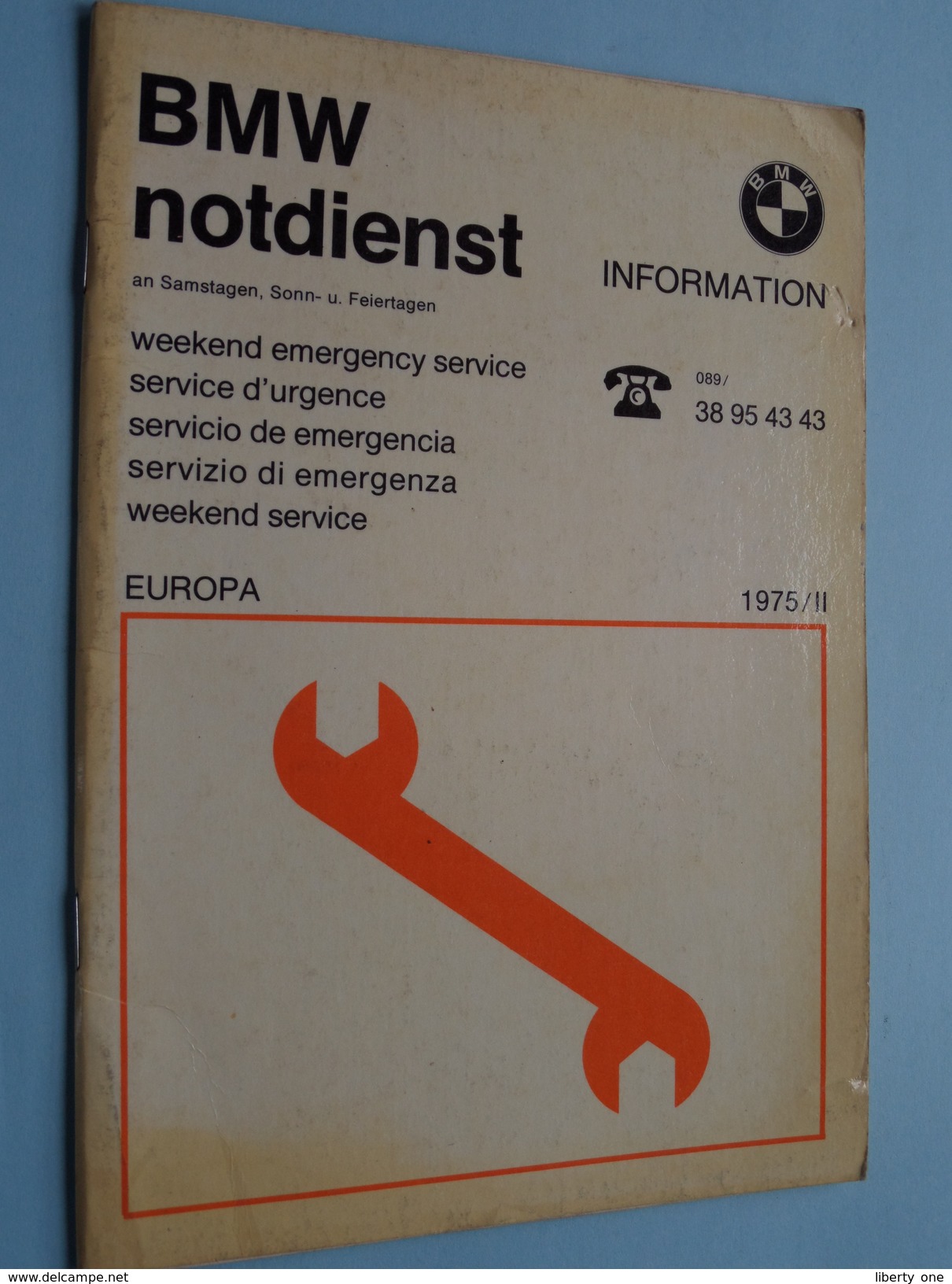 BMW Notdienst Information Weekend Emergency Service Europa 1975/II ( Printed In Western Germany 1975 - Zie Foto ) ! - Voitures