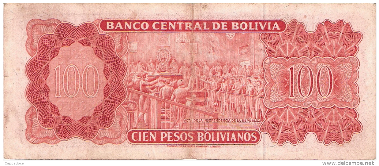 BOLIVIE   100 Pesos Bolivianos   L. 13/7/1962   (Sign Var.)   P. 164A - Bolivia