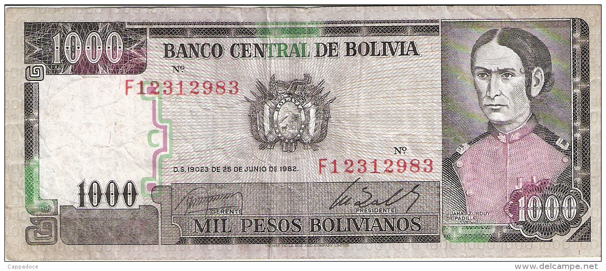 BOLIVIE   1000 Pesos Bolivianos   D. 25/6/1982   P. 167a - Bolivie