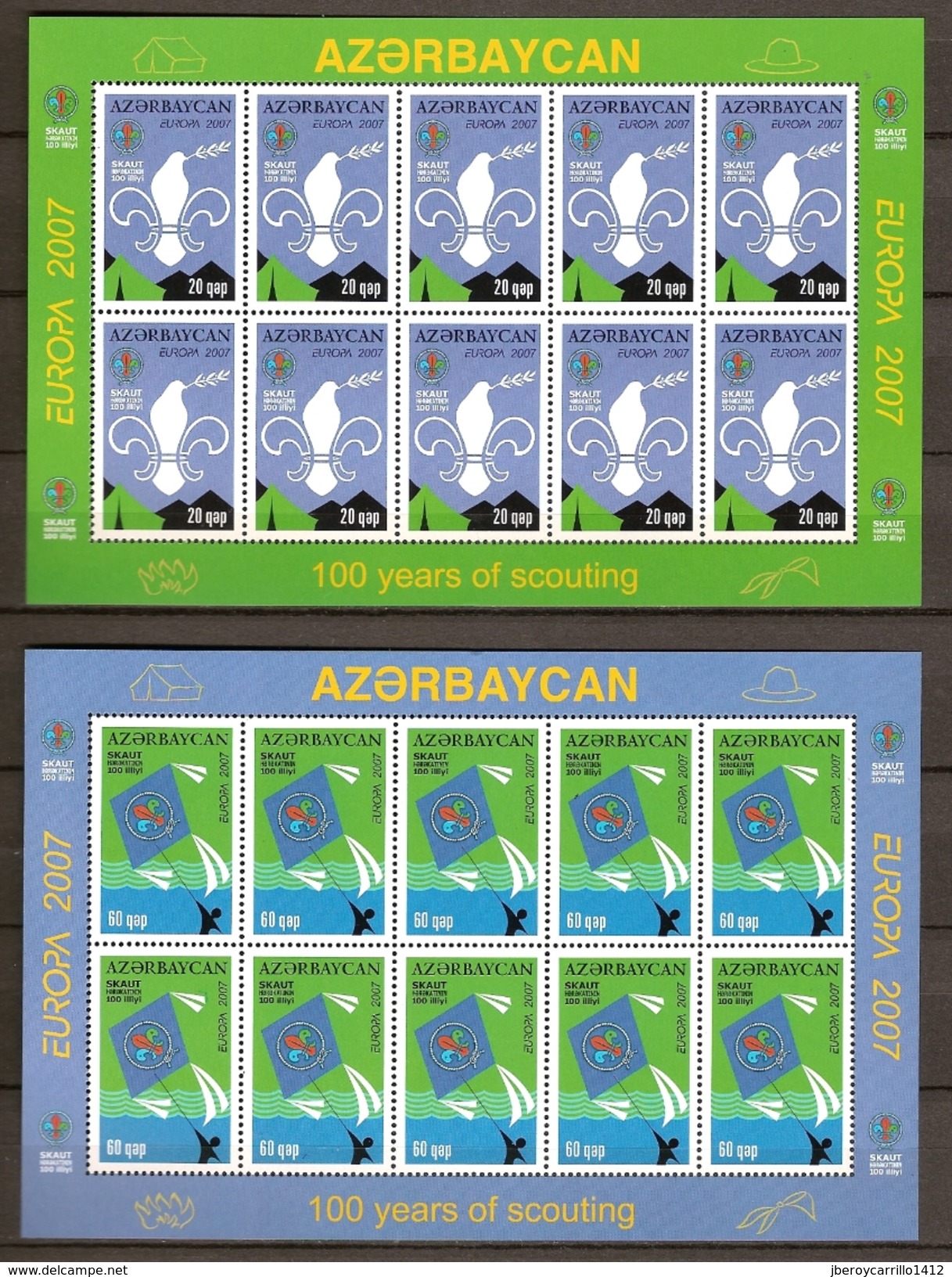 AZERBAIJAN /AZERBAYCAN /ASERBAIDSCHAN- EUROPA  2007-" EXPLORADORES / A CENTENARY SCOUT - EUROPA-CEPT"-HOJA BLOQUE De 10 - 2007