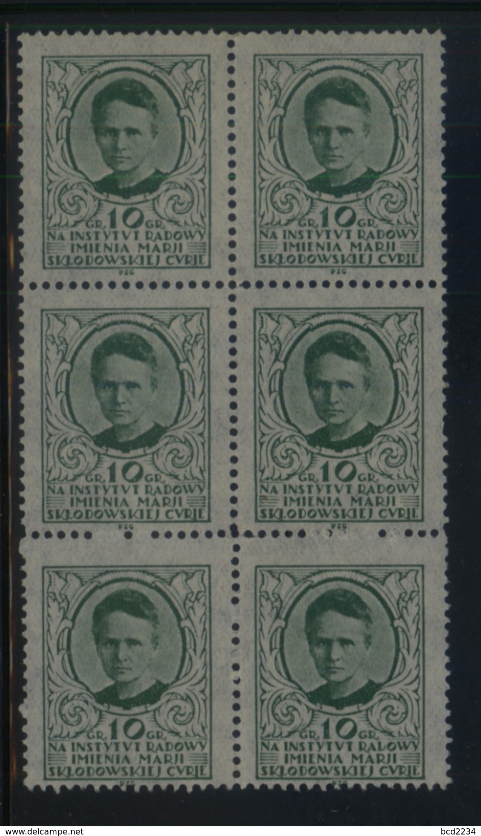 POLAND 10GR MARIE SKLODOWSKA CURIE RADIOLOGY INSTITUTE FUNDRAISING LABEL NG BLOCK OF 6 CHEMISTRY NOBEL PRIZE WINNER - Vignettes