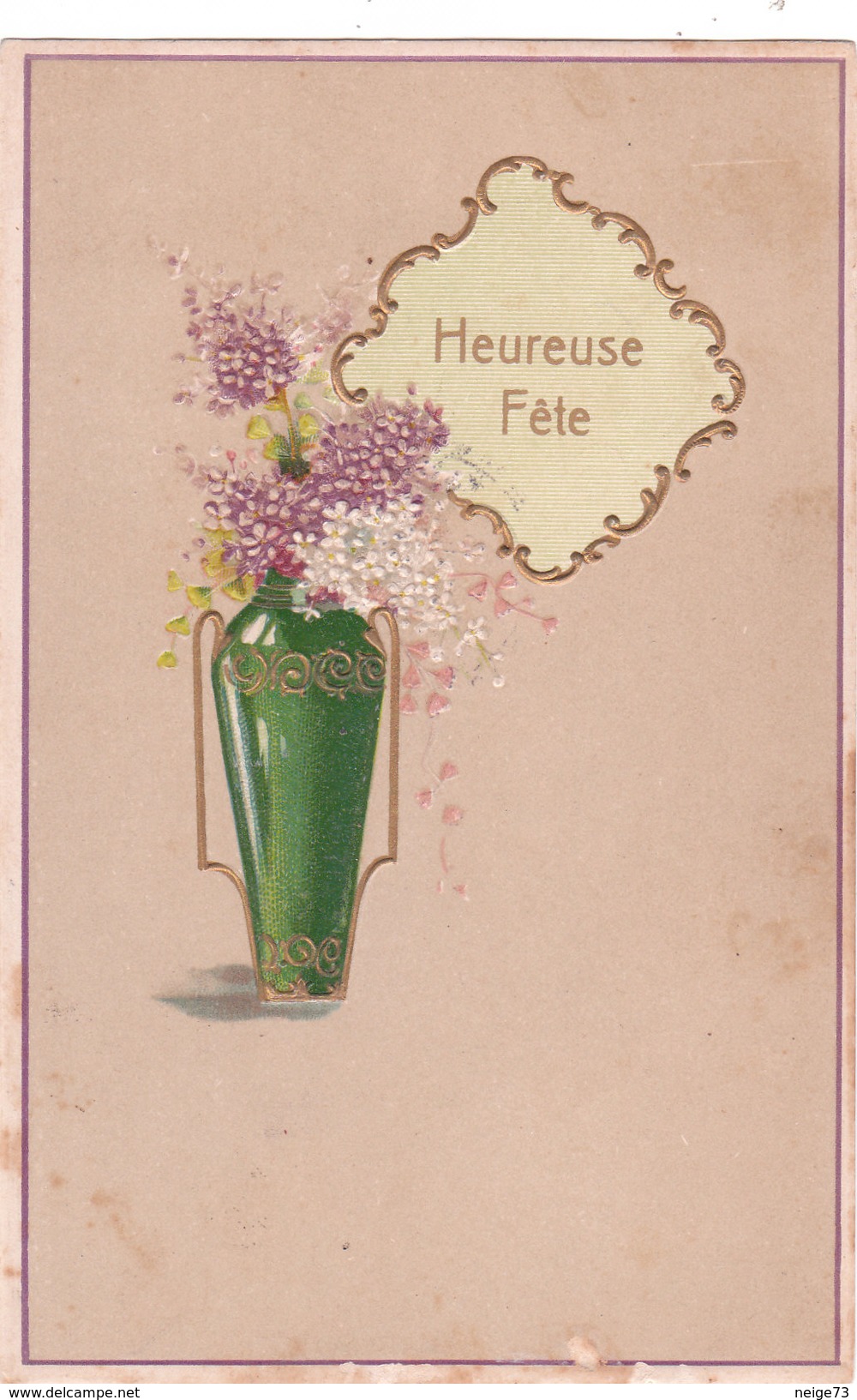 Carte Postale Ancienne Fantaisie - Gaufrée - Fleurs - Heureuse Fête - Andere & Zonder Classificatie