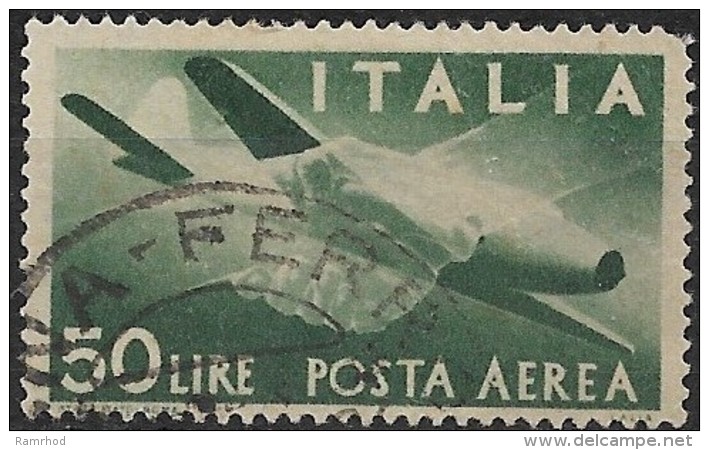 ITALY 1945 Clasped Hands And Caproni Campini N-1 Jet - 50l Green FU - Correo Aéreo