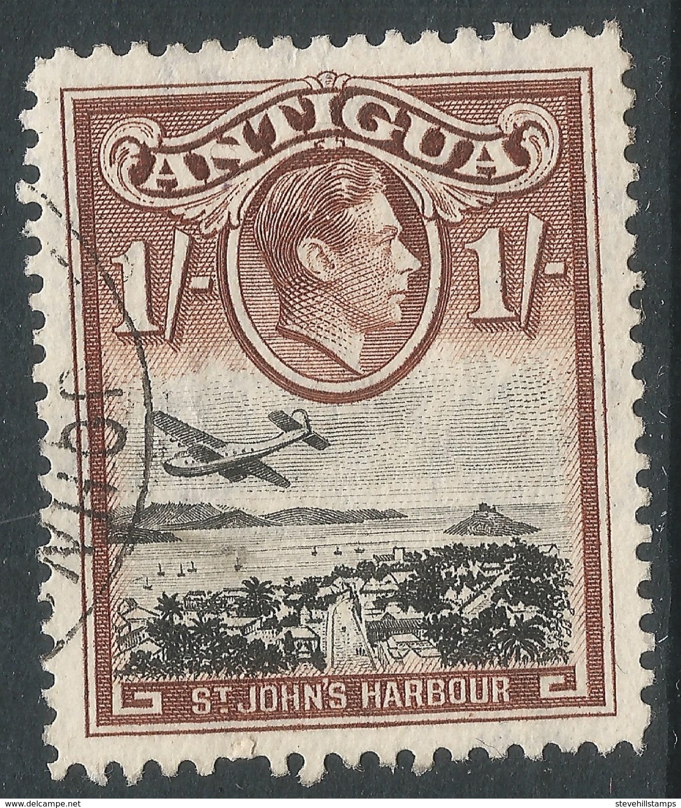 Antigua. 1938-51 KGVI. 1/- Used. SG 105 - 1858-1960 Kronenkolonie