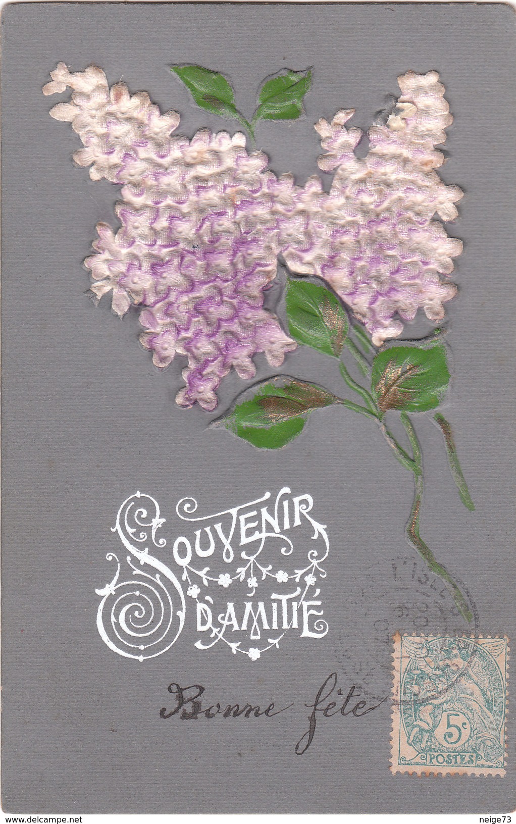 Carte Postale Ancienne Fantaisie - Gaufrée -  Fleurs - Lilas - Souvenir D'amitié - Autres & Non Classés