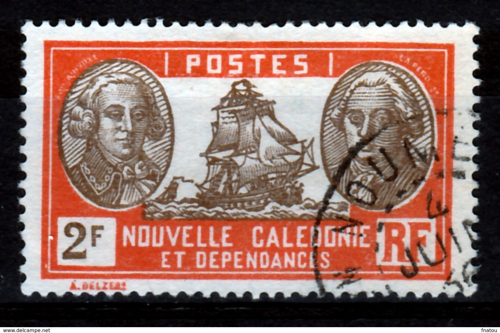 New Caledonia, 2f., Bougainville And La Pérouse, French Explorers, 1928, VFU - Used Stamps