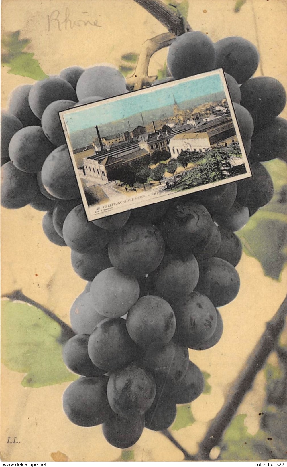 69-VILLEFRANCHE-SUR-SAONE- VUE GENERALE  , SOUVENIR DES VENDANGES DANS LE BEAUJOLAIS - Villefranche-sur-Saone