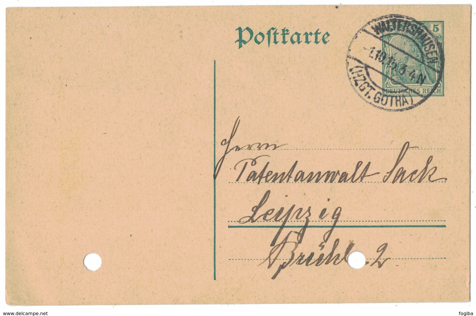 XA25    Deutsches Reich 1915 Postkarte Von Waltershausen Nach Leipzig - Storia Postale