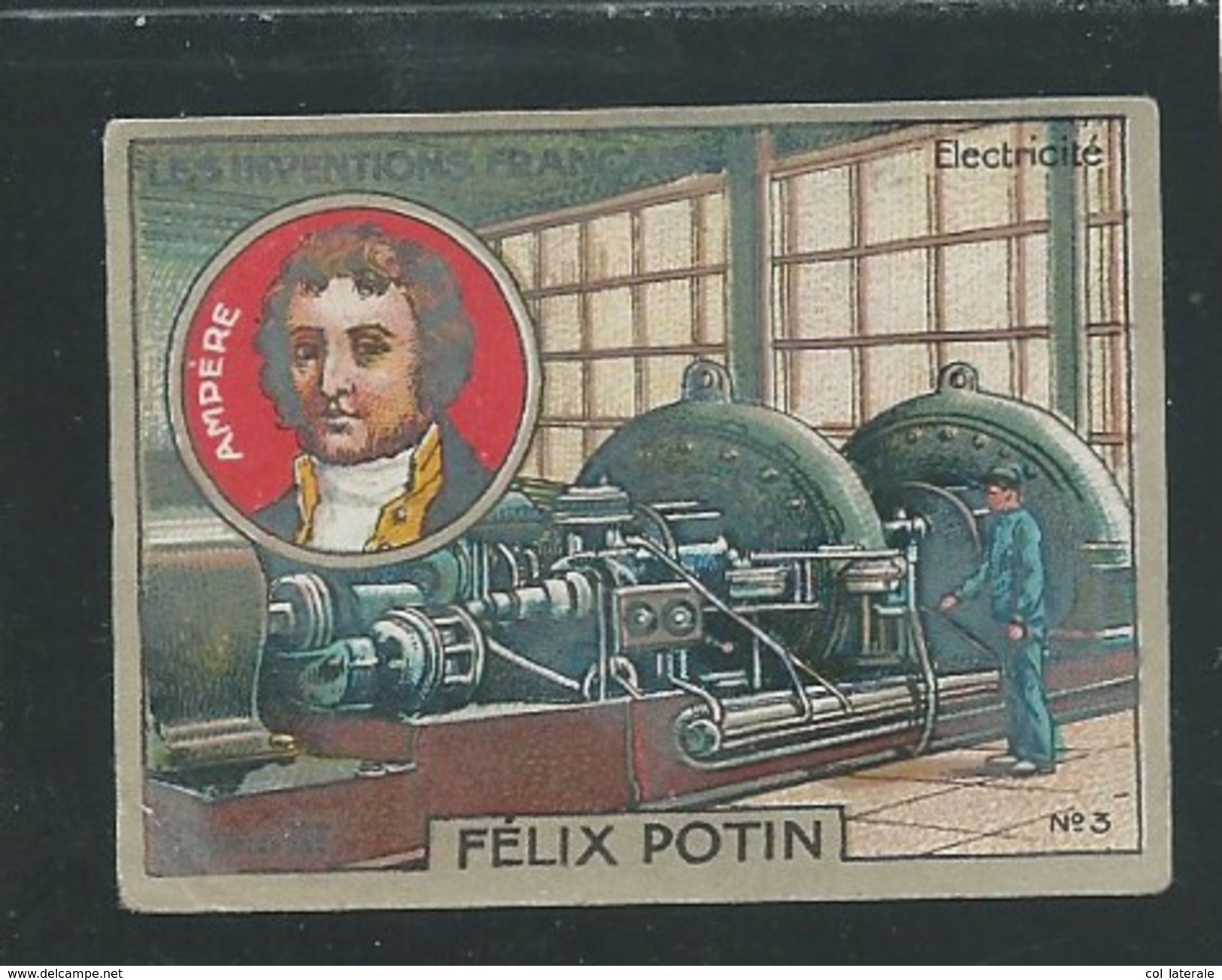 AMPERE Chromo Félix Potin Inventions Françaises L'électricité 50 X 40 Mm TB Pub Au Dos - Félix Potin