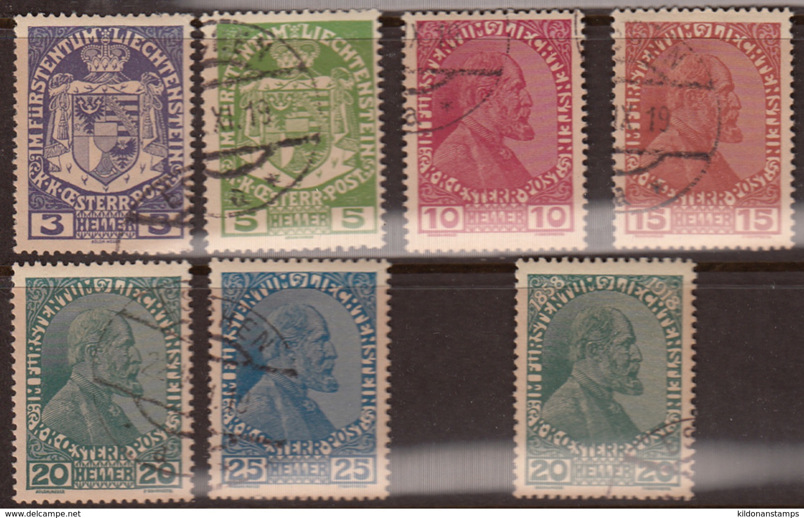 Liechtenstein 1917-18 Full Set, Cancelled, Sc# 4-9, 10 - Used Stamps