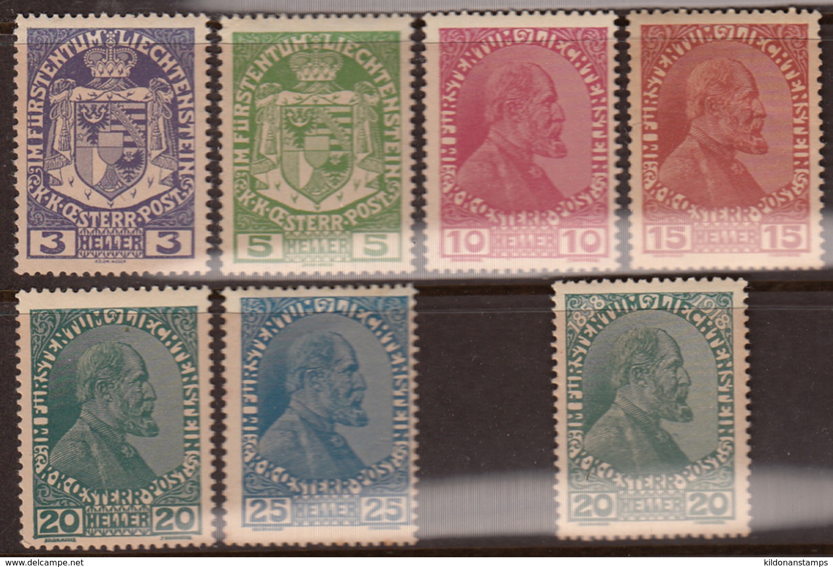 Liechtenstein 1917-18 Full Set, Mint Mounted, Sc# 4-9, 10 - Unused Stamps