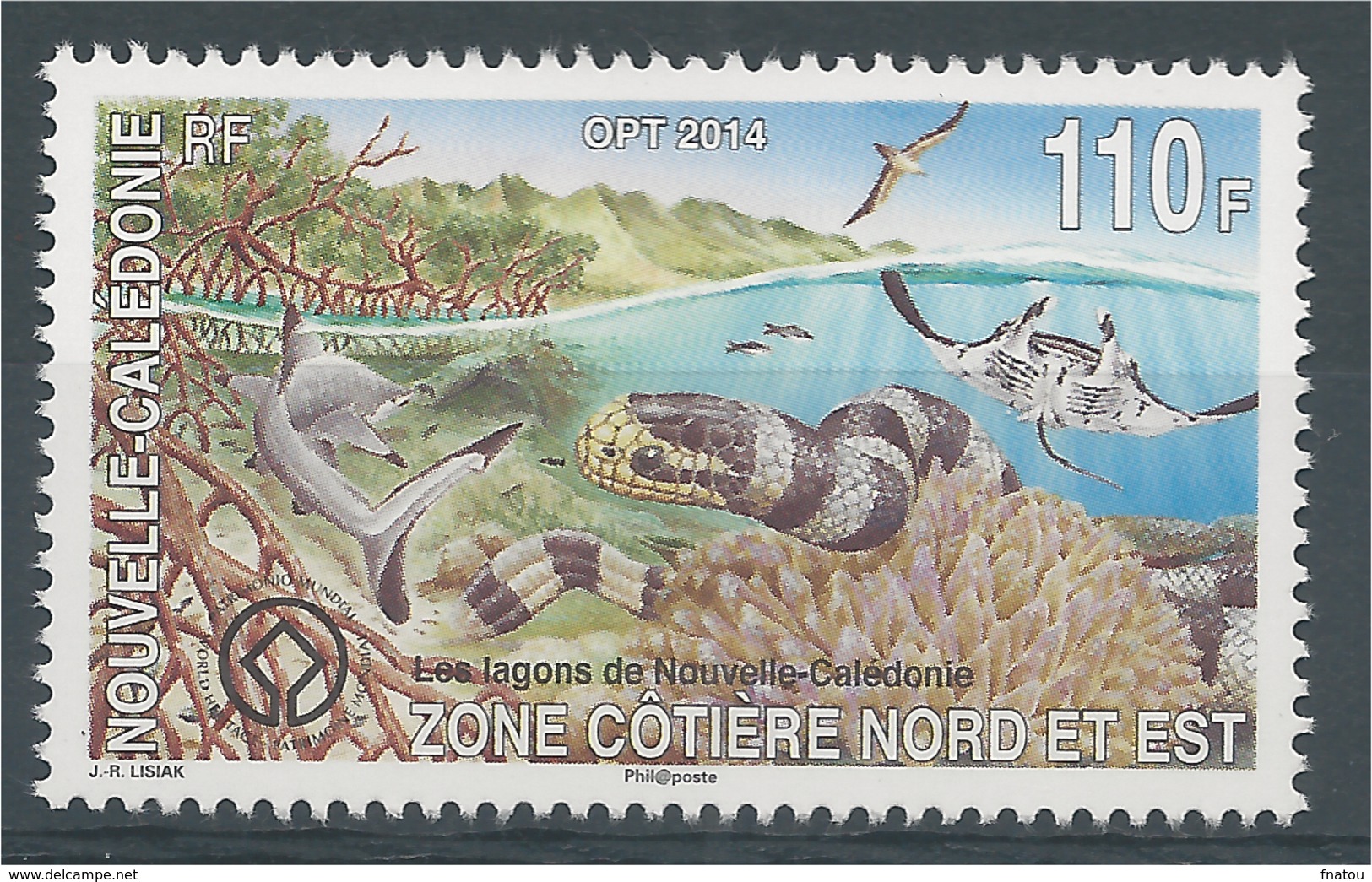 New Caledonia, Lagoons, Fish, Snake And Bird, 2014, MNH VF - Unused Stamps