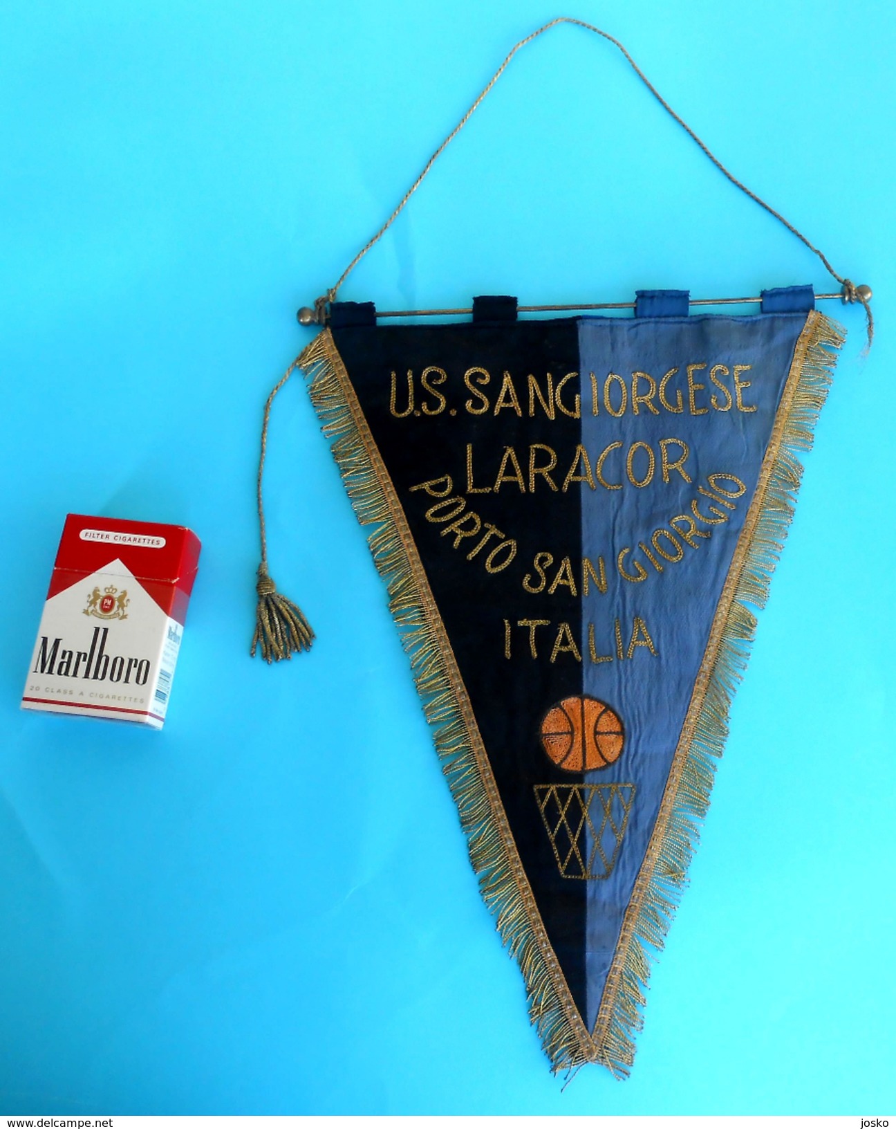US SANGIORGESE PORTO SAN GIORGIO Marche - Italy Basketball Vintage Pennant Fanion Flag Bandierina Pallacanestro Italia - Abbigliamento, Souvenirs & Varie
