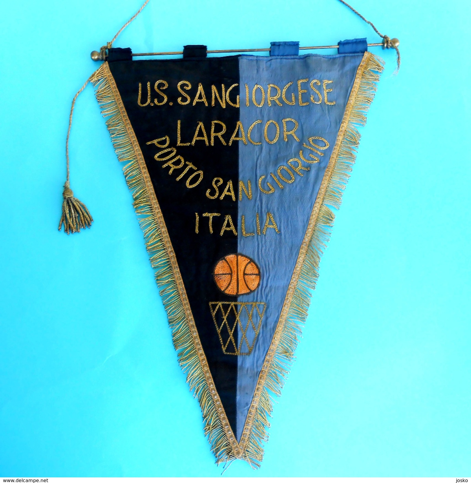 US SANGIORGESE PORTO SAN GIORGIO Marche - Italy Basketball Vintage Pennant Fanion Flag Bandierina Pallacanestro Italia - Bekleidung, Souvenirs Und Sonstige