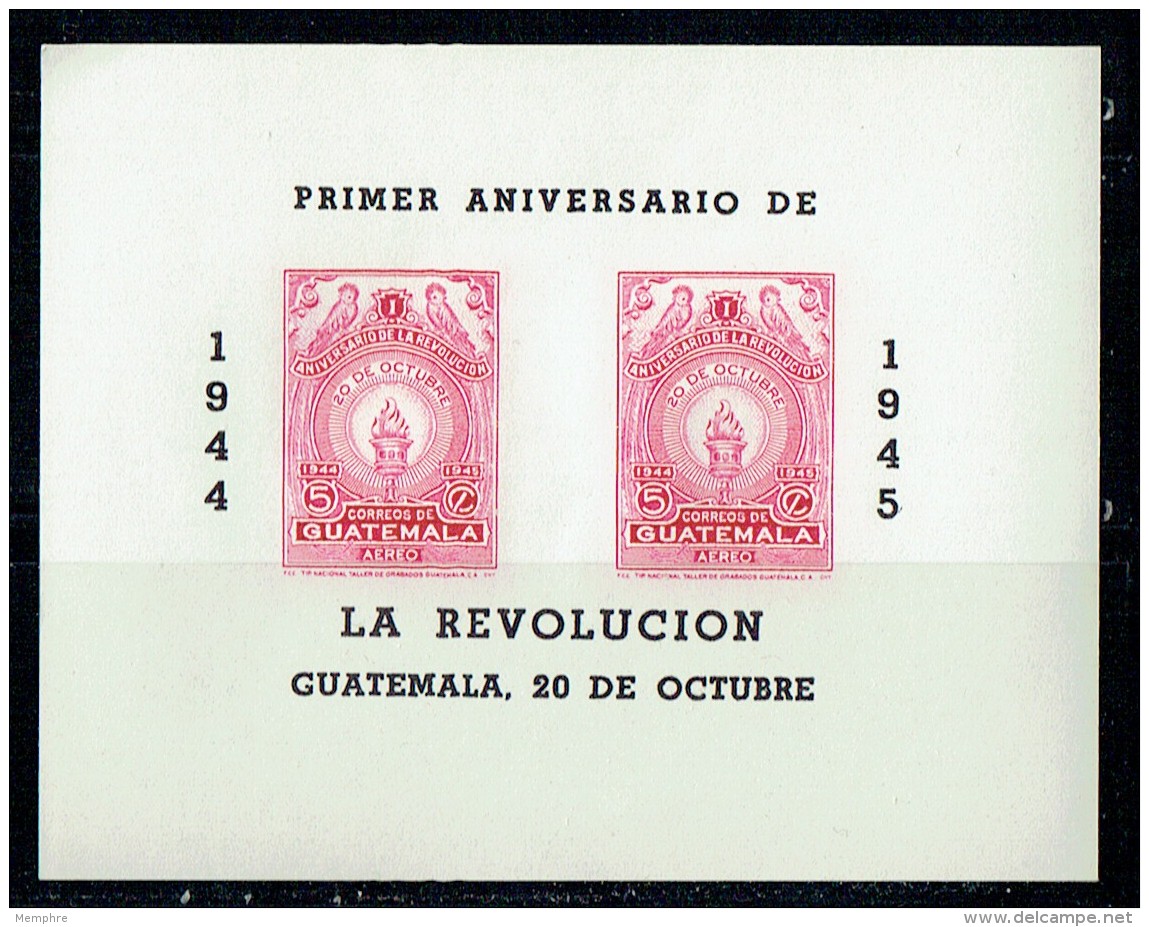 1945  1er Ann De La Révolution  Bloc Feuillet De Poste Aérienne - Guatemala