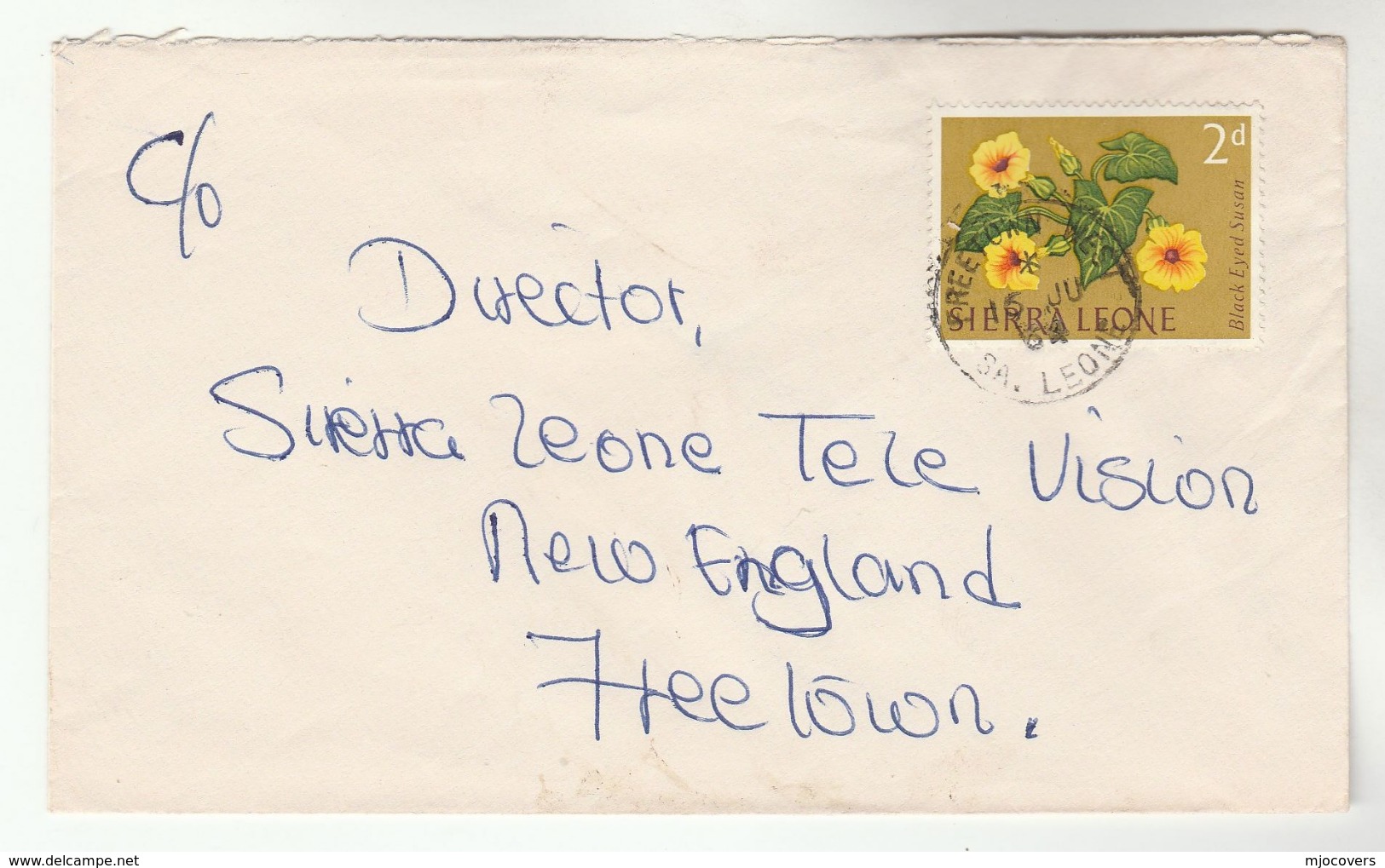 1964 SIERRA LEONE COVER Stamps 2d FLOWER  To SIERRA LEONE TELEVISION Tv Broadcasting Flowers - Sierra Leone (1961-...)