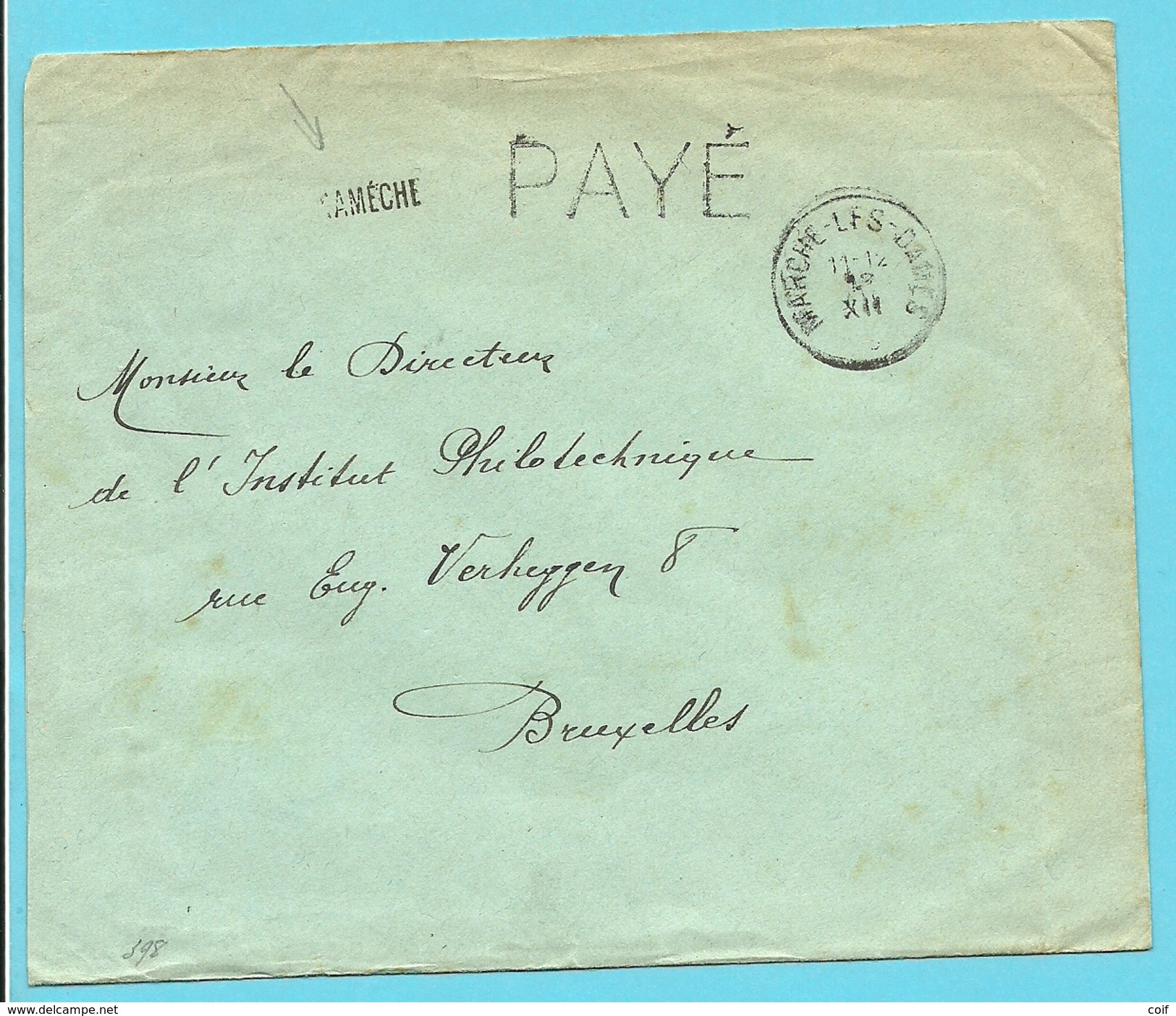 Brief Met Cirkelstempel MARCHE-LES-DAMES + Naanstempel NAMECHE , Met Stempel PAYE (noodstempel) - Fortune Cancels (1919)