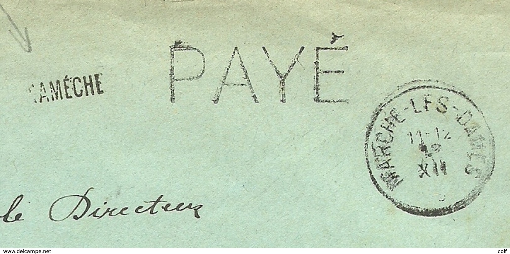 Brief Met Cirkelstempel MARCHE-LES-DAMES + Naanstempel NAMECHE , Met Stempel PAYE (noodstempel) - Fortune (1919)