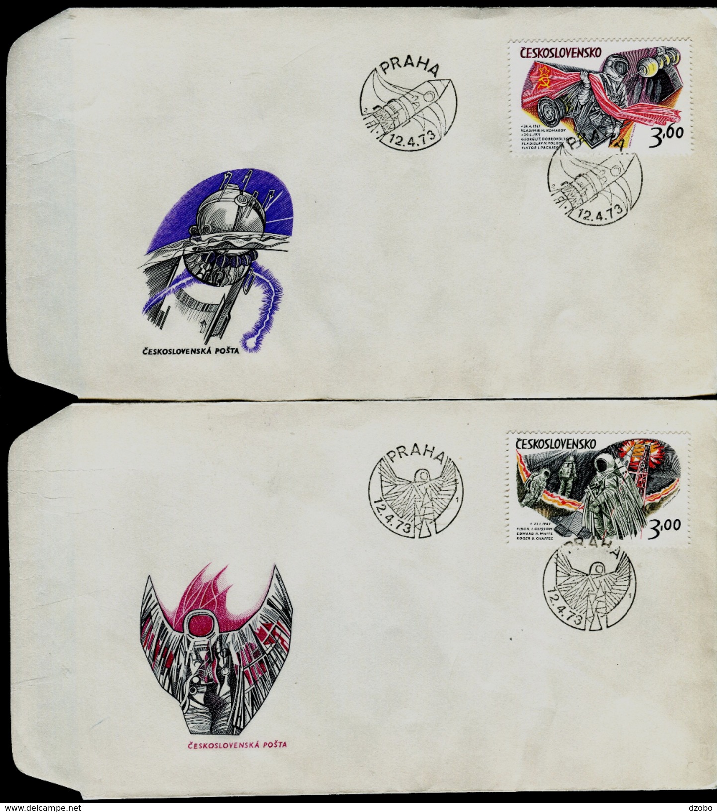 804-CZECHOSLOVAKIA FDC Space Exploration, The Tragic Death Of The USSR Cosmonauts And Astronauts USA 1973 - Europe