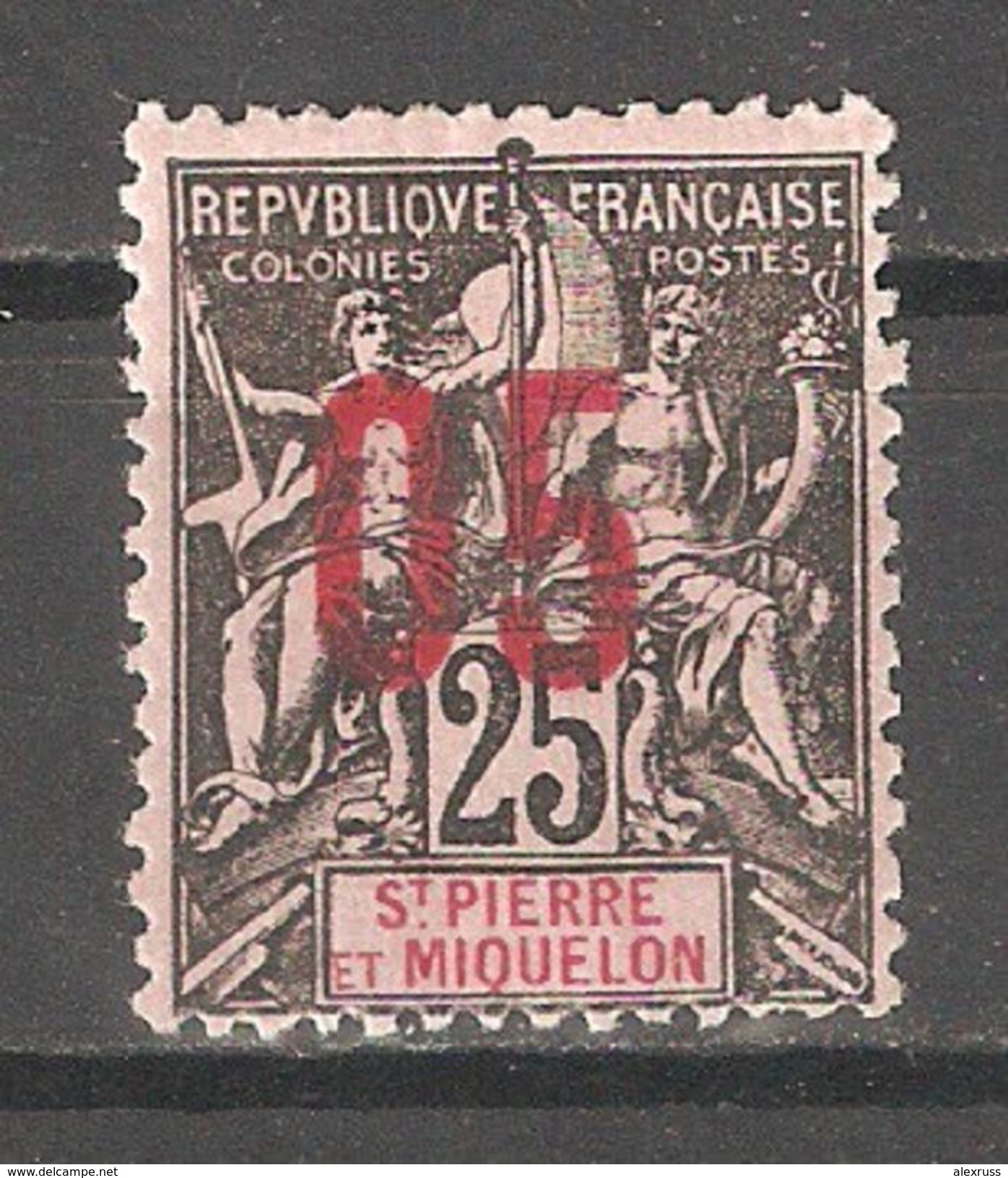 St Pierre & Miquelon 1912, Surcharged, Scott # 114,VF Mint Hinged*OG - Ungebraucht