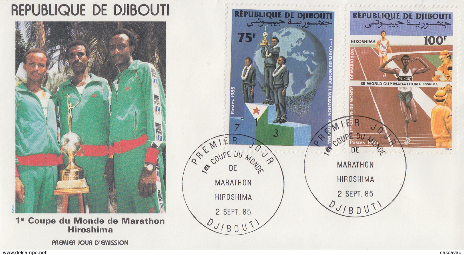 Enveloppe  FDC  1er  Jour   DJIBOUTI    1ére   Coupe  Du   Monde  De  Marathon  à  Hiroshima   1985 - Djibouti (1977-...)