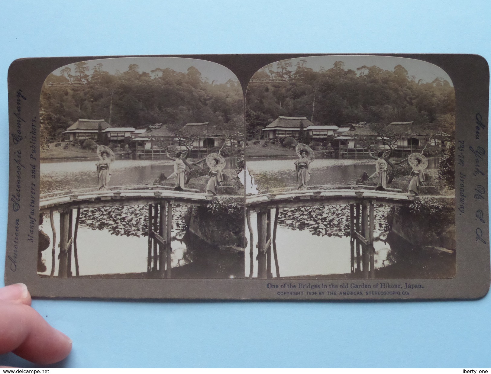 One Of The BRIDGES In The OLD GARDEN Of HIKONE Japan " Stereo Photo 1904 ( Voir Photo ) !! - Photos Stéréoscopiques