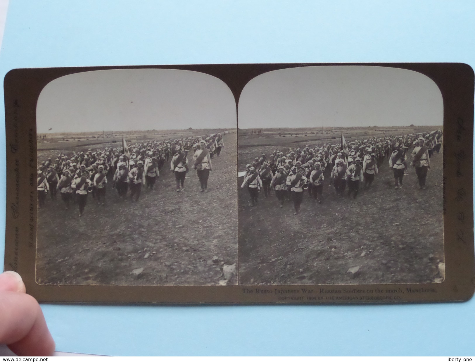 The RUSSO - JAPANESE WAR - Russian Soldiers On The MARCH, MANCHURIA " Stereo Photo " 1904 !! - Photos Stéréoscopiques