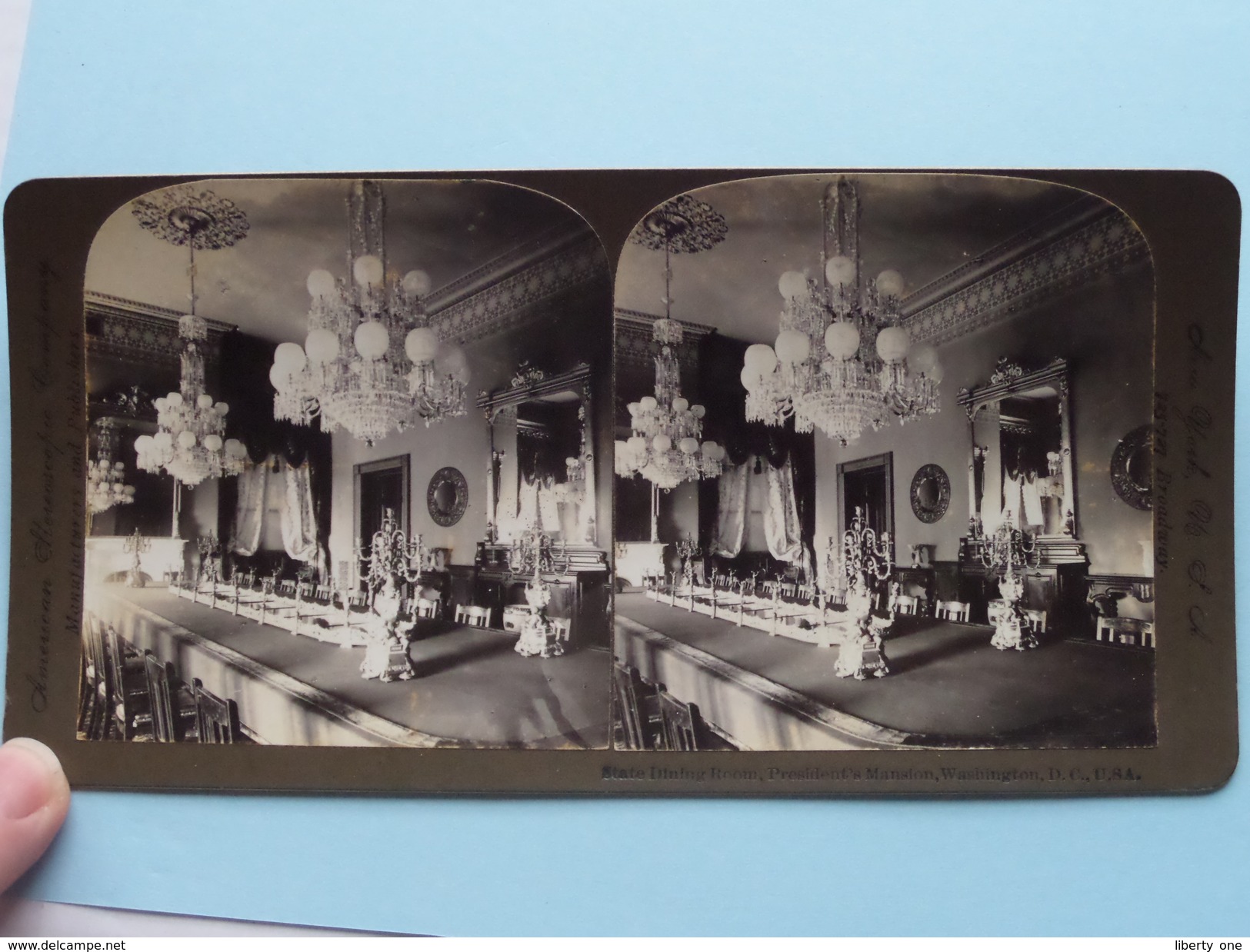 STATE DINING ROOM President's Mansion, WASHINGTON DC USA " Stereo Photo " 190? !! - Photos Stéréoscopiques