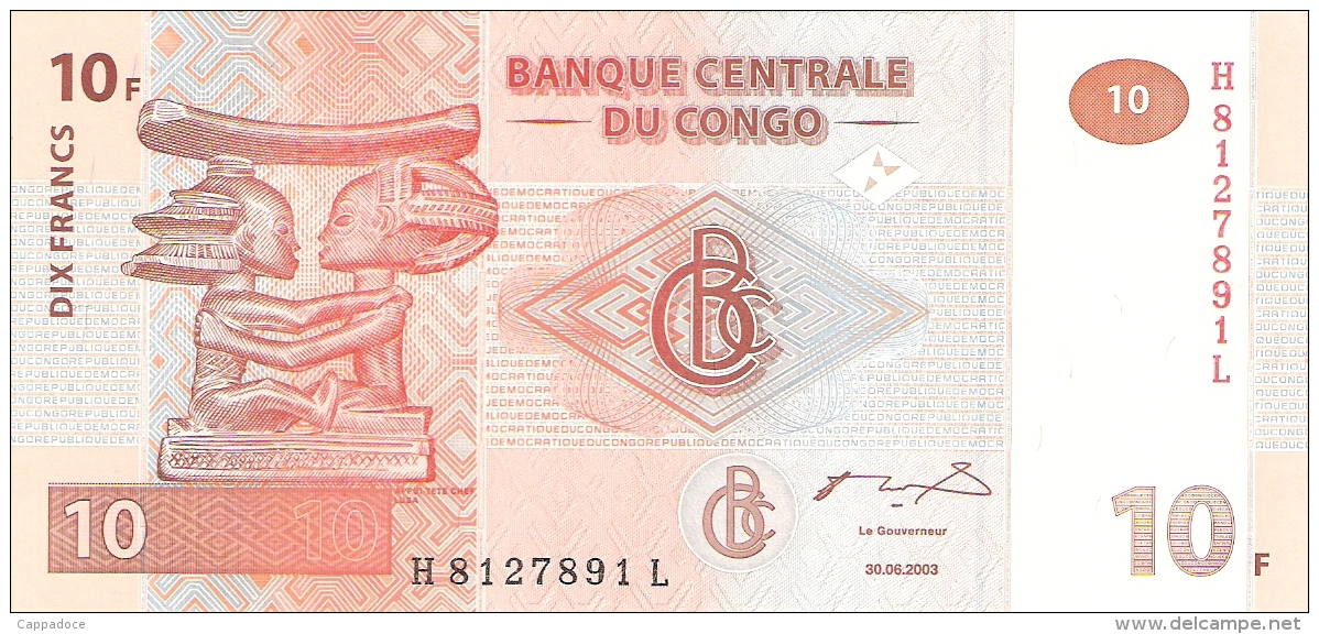 CONGO DEMOCRATIQUE REPUBLIQUE   10 Francs   30/6/2003    P. 93a   UNC - Democratic Republic Of The Congo & Zaire