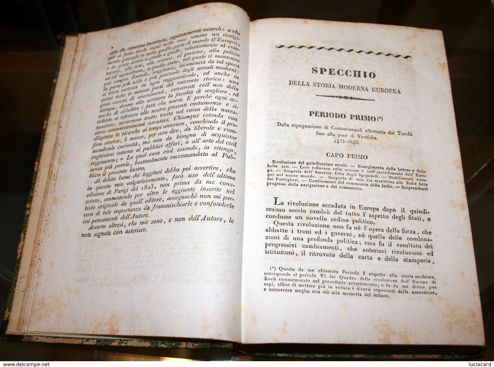 LIBRO DEL 1833 SPECCHIO DELLA STORIA MODERNA EUROPEA -RIVOLUZIONI D'EUROPA -DI HOCH - 1à TRADUZIONE ITALIANA DI TAMASSIA - Antichi