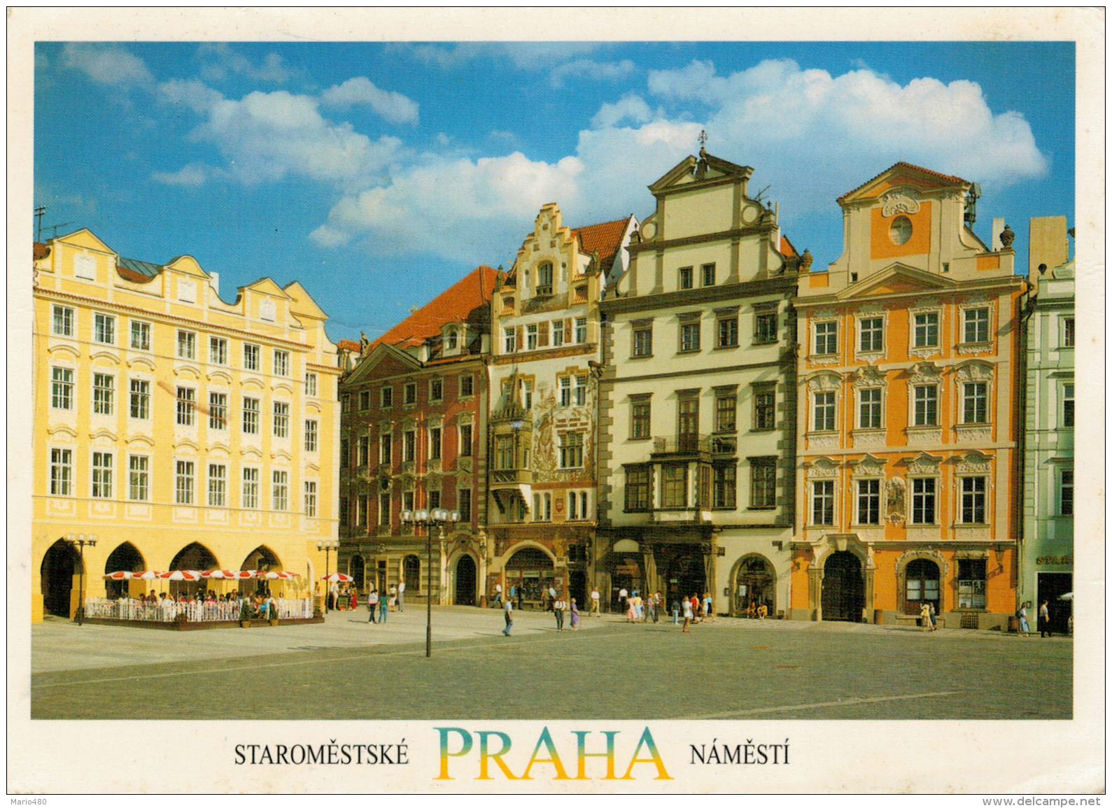 PRAGA   THE  OLD  TOWN  PRAGA  SQUARE (BOLLO  NON TIMBRATO)     2  SCAN     (VIAGGIATA) - Repubblica Ceca